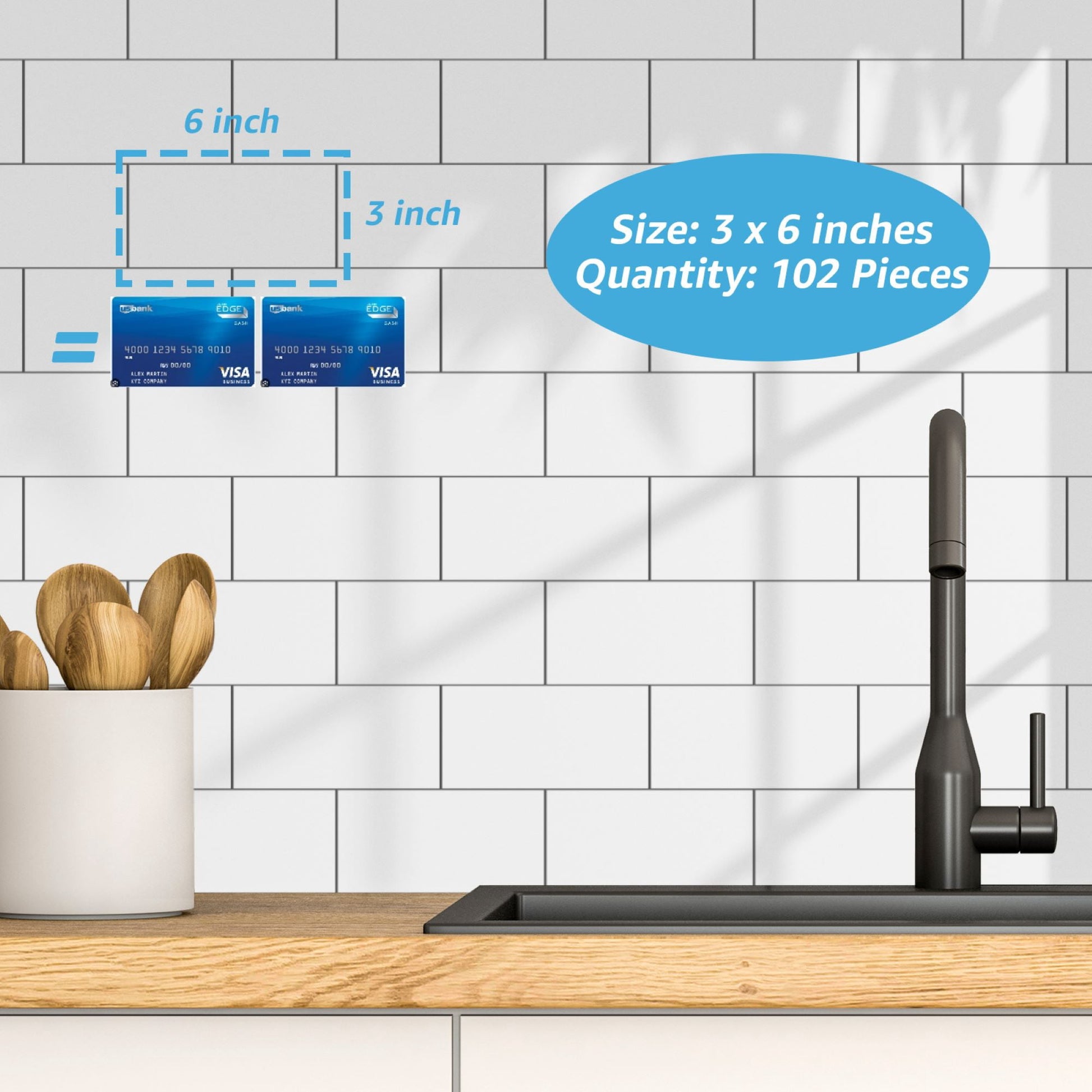102Pcs 3in. Ã— 6in Peel and Stick Wall Tile for Kitchen Backsplash, Bathroom, Fireplace,Stick on Subway Tile,Glossy White