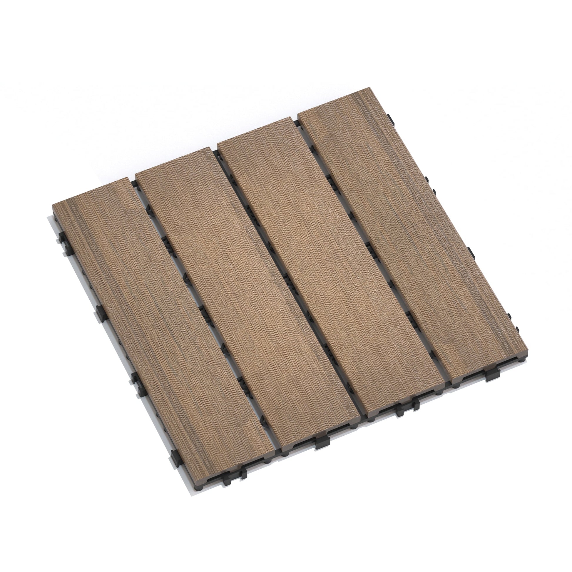 11 Pack 11.8" Oak WPC Interlocking Deck Tiles, Wood-Plastic Composite DIY Patio Floor Tiles, Water Resistant Indoor Outdoor Quick Install Decking Tiles