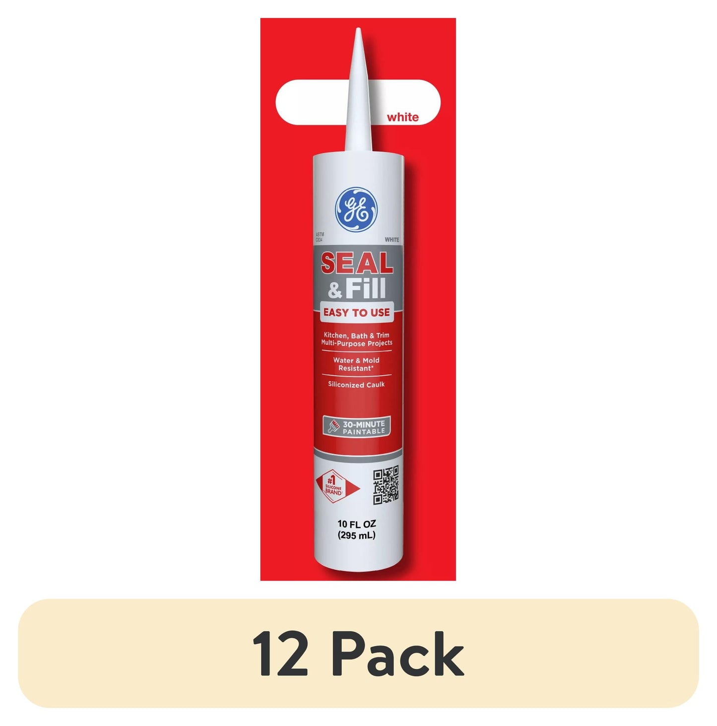 GE Seal And Fill Multipurpose Kitchen & Bath, Pack of 1, White 10 fl oz Cartridge