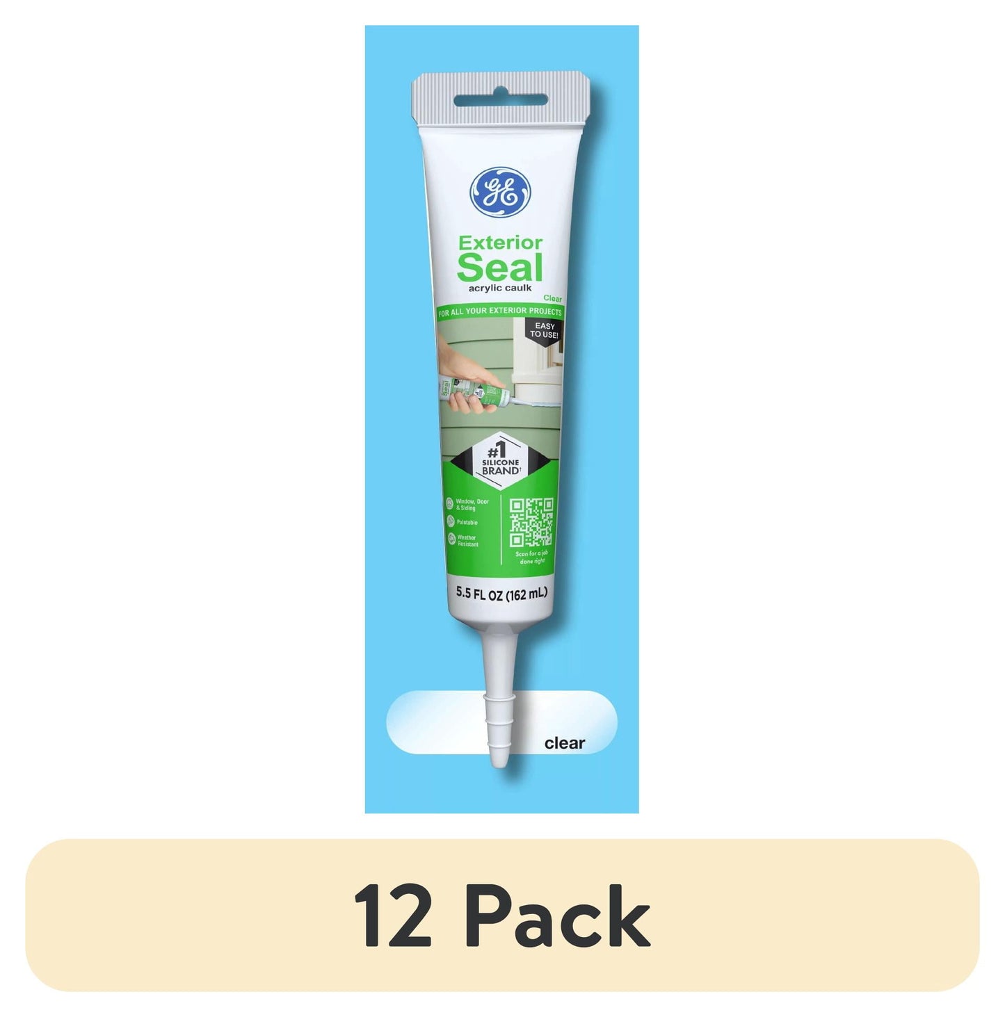 (4 pack) GE Exterior Seal Window & Door, Pack of 1, Clear 5.5 oz Tube