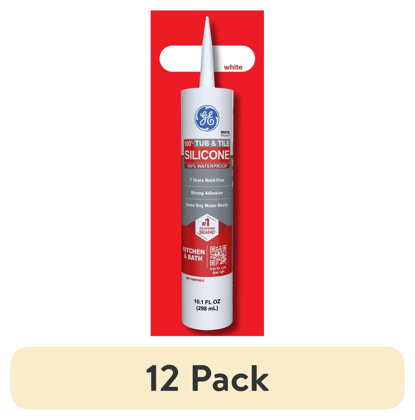 GE Silicone 1 Tub & Tile, Pack of 1, White 10.1 fl oz Cartridge