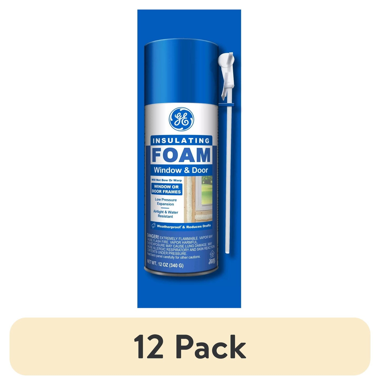 (12 pack) GE Window & Door Insulating Foam, Pack of 1, Yellow 12 oz Can