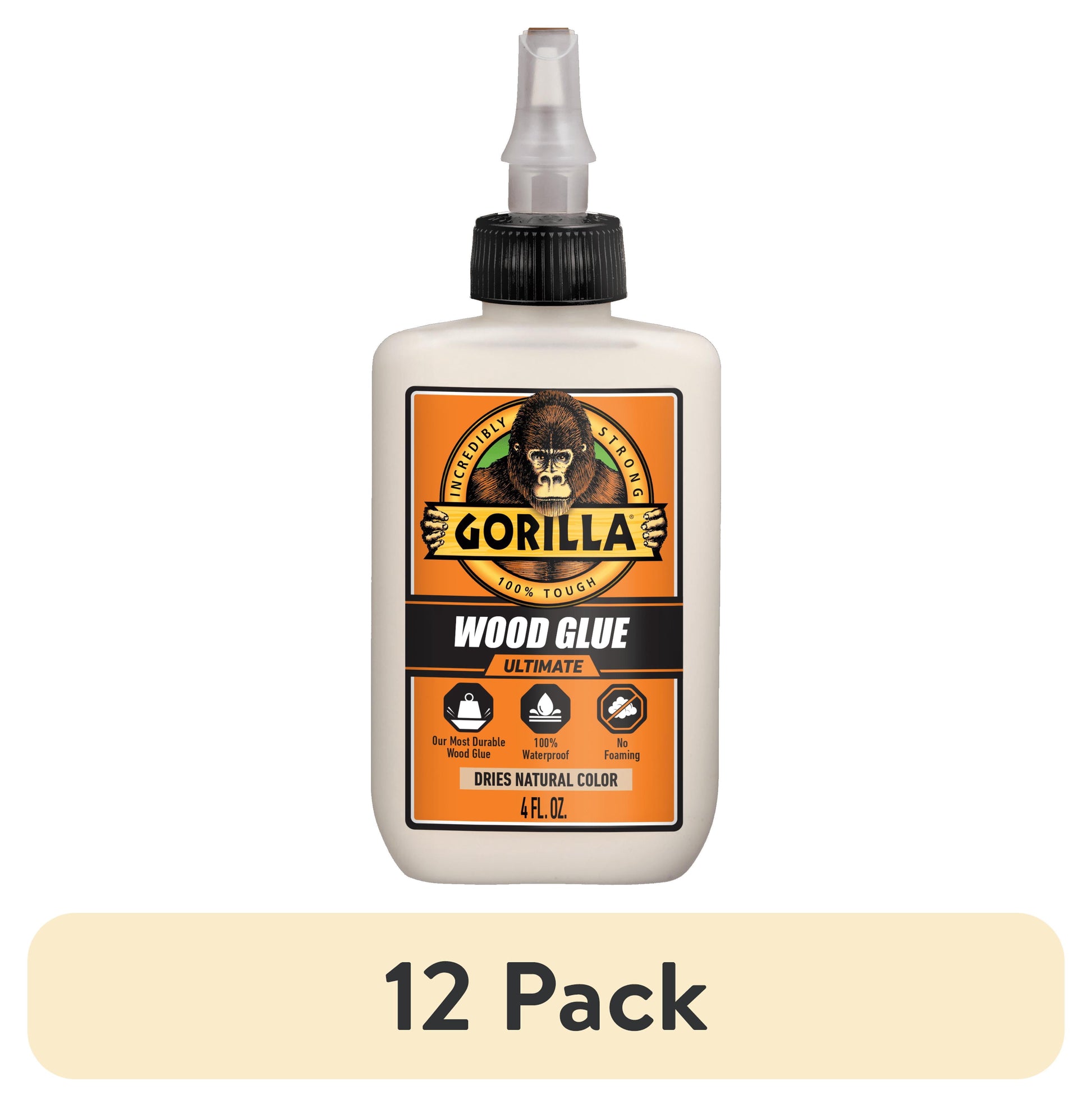 (12 pack) Gorilla 4 Ounce Ultimate Waterproof Wood Glue, Pack of 1