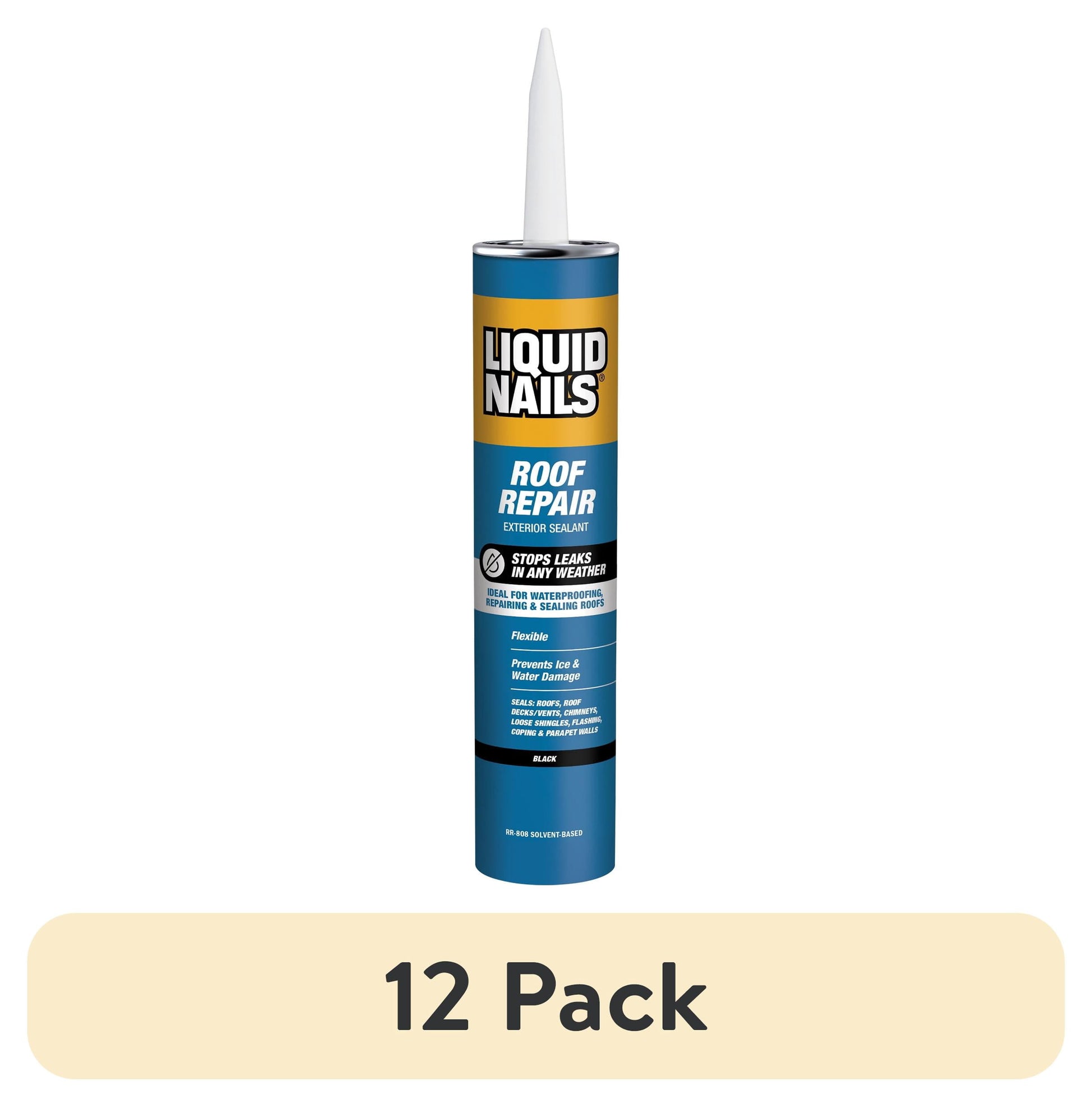 (12 pack) Liquid Nails Roof Repair 10.3 oz Black Exterior Waterproofing Roof Adhesive