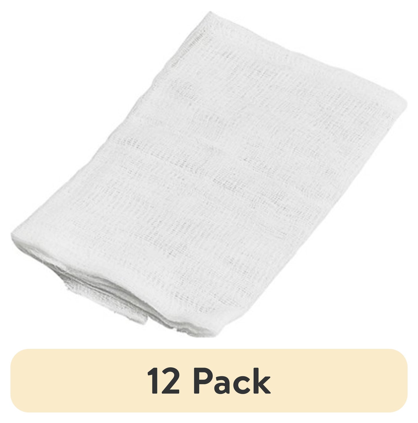 (12 pack) Mainstays 100% Cotton Cheesecloth, 4 Square Yards, Reusable Mesh Straining Cloth for Cheese Making, Canning, Homemade Nut Milk & Cooking