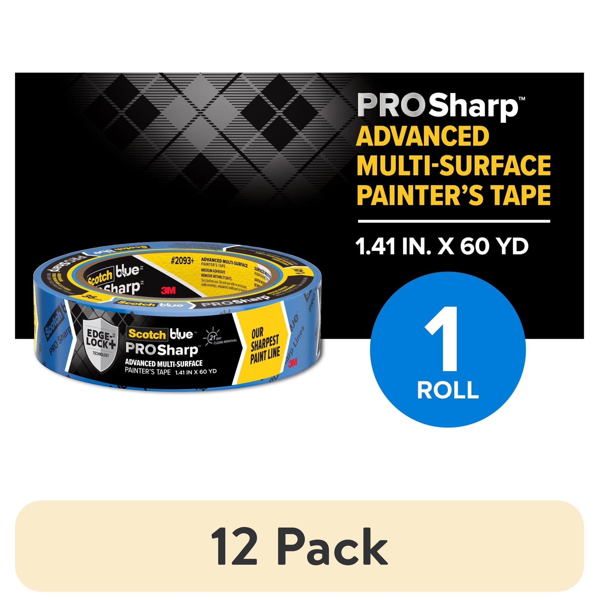 (12 pack) ScotchBlue PROSharp Painter's Tape, Blue, 1.41 in x 60 yd, 1 Roll