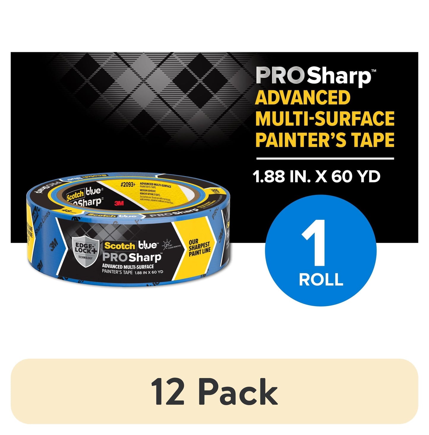 (12 pack) ScotchBlue PROSharp Painter's Tape, Blue, 1.88 in x 60 yd, 1 Roll