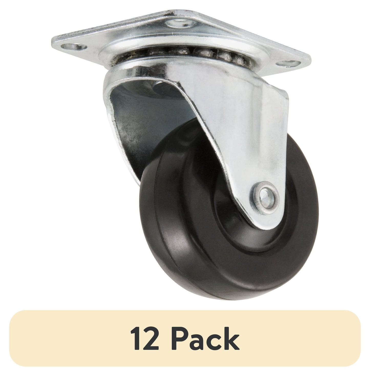 Super Sliders 2" Swivel Plate Caster with Rubber Wheel, Rolls on Carpet or Hard Surfaces - 1-Pack