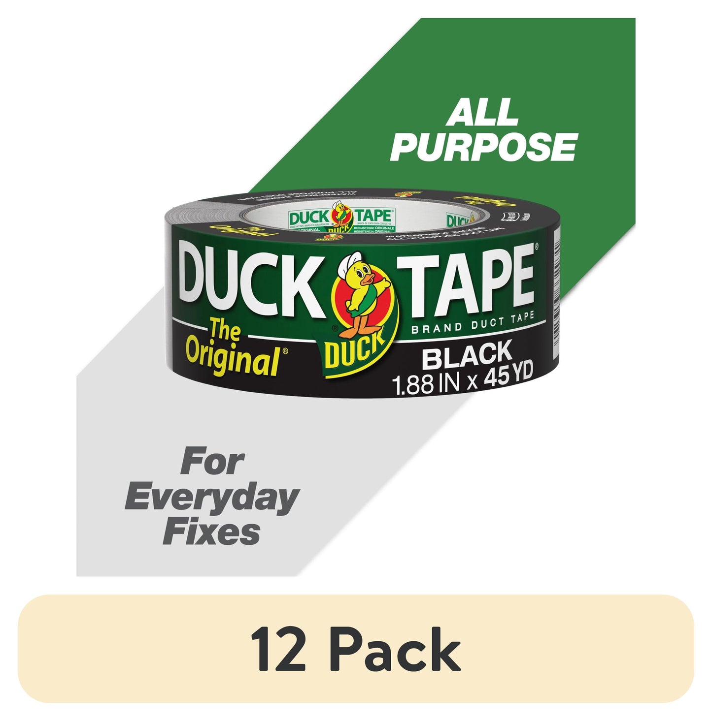 (12 pack) The Original Duck Tape Brand Duct Tape, 1.88 in. x 45 yd., Black