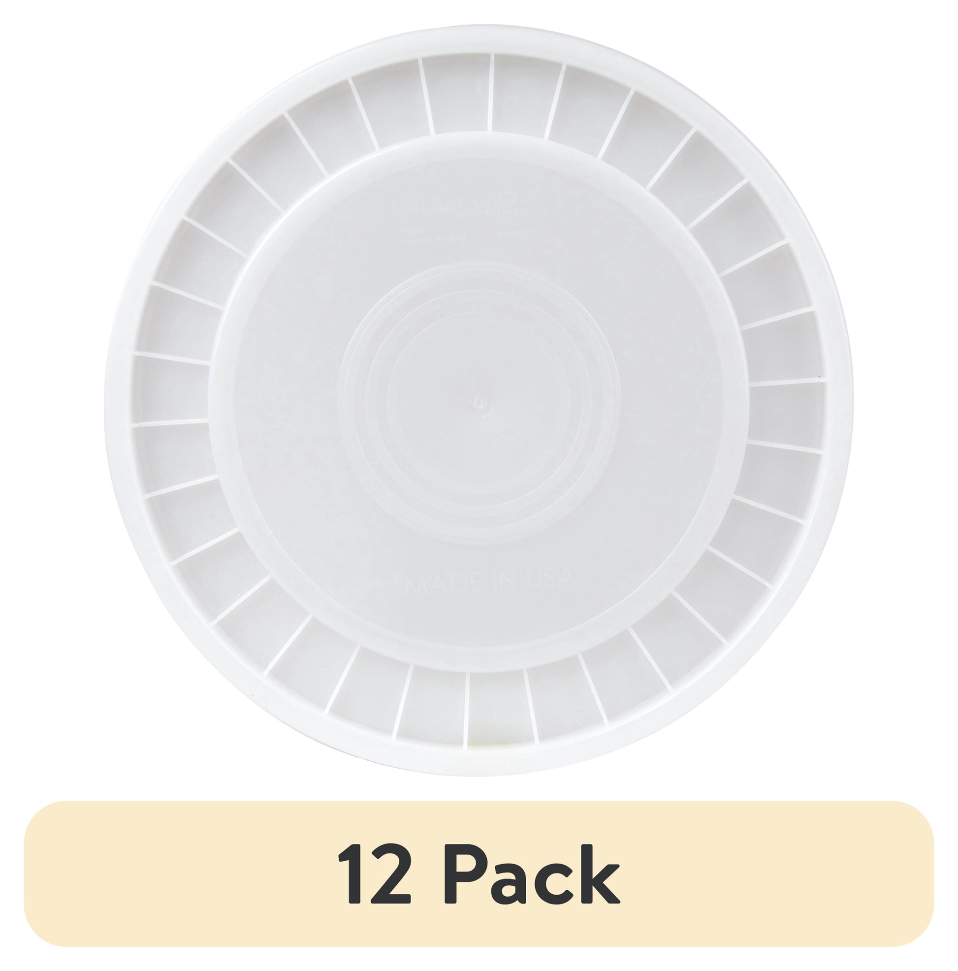 (12 pack) United Solutions 5 Gallon Round Plastic Utility Bucket Lid, White, 1 Each