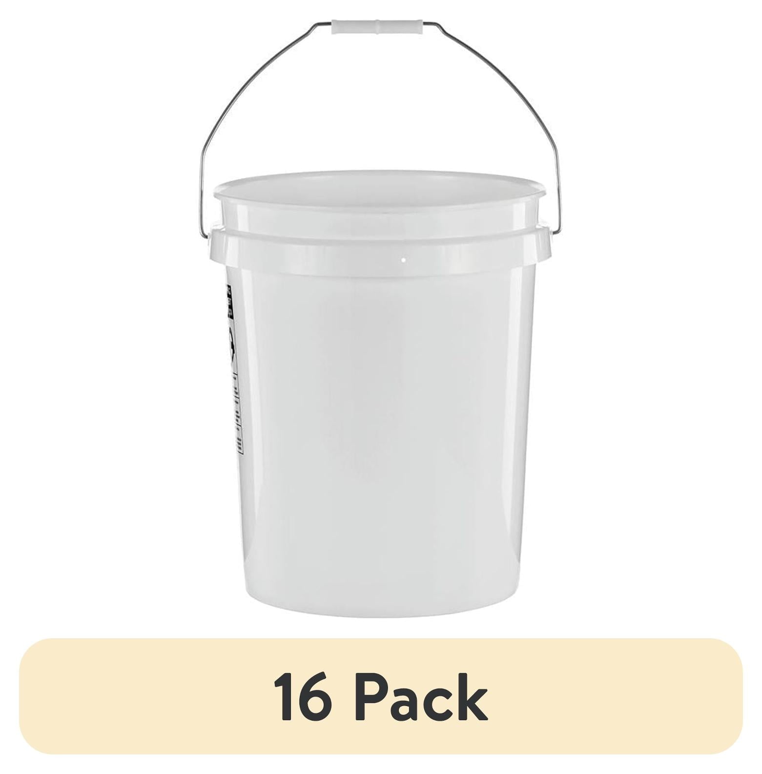 (16 pack) United Solutions 5 Gallon Round Utility Bucket, Comfort Handle, Plastic, White, PN0149, 1 Each