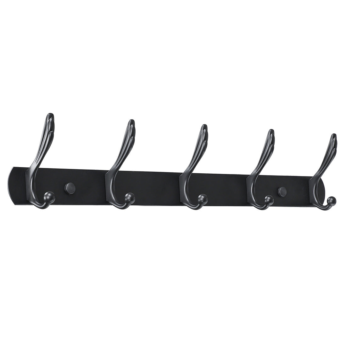 Unique Bargains Home Bedroom Wall Hook Zinc Alloy Hooks DIY Coat Towel Holder Black 5-Hook