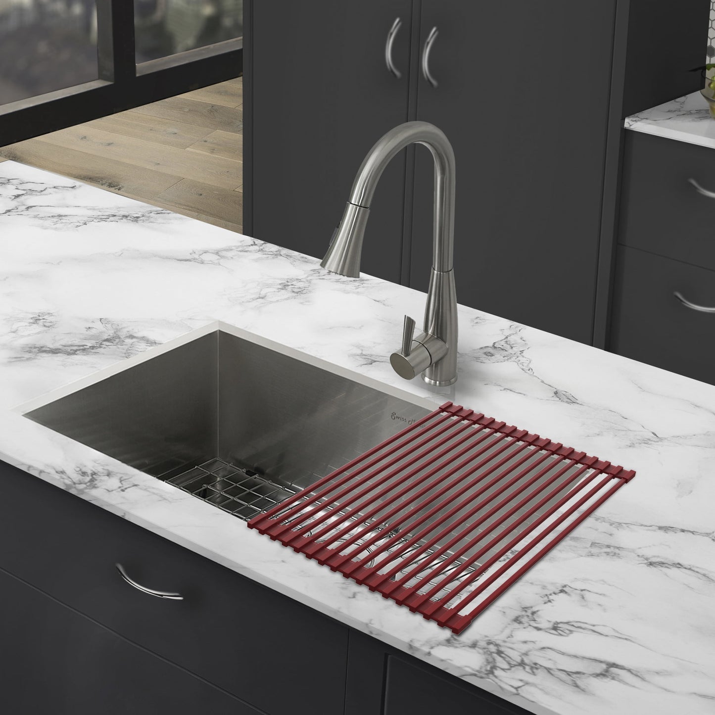 17" x 13" Kitchen Sink Grid, Red