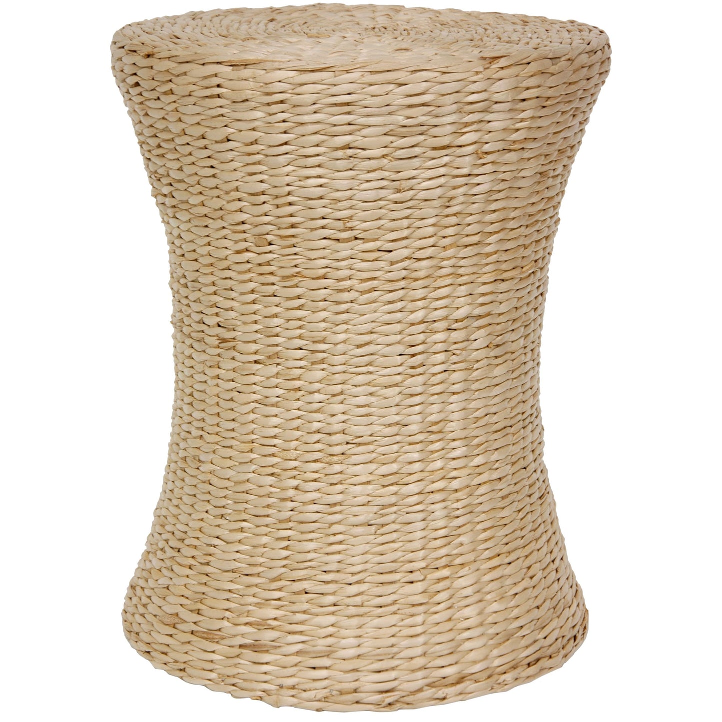 18" Rush Grass Weave Hourglass Design Stool - Natural