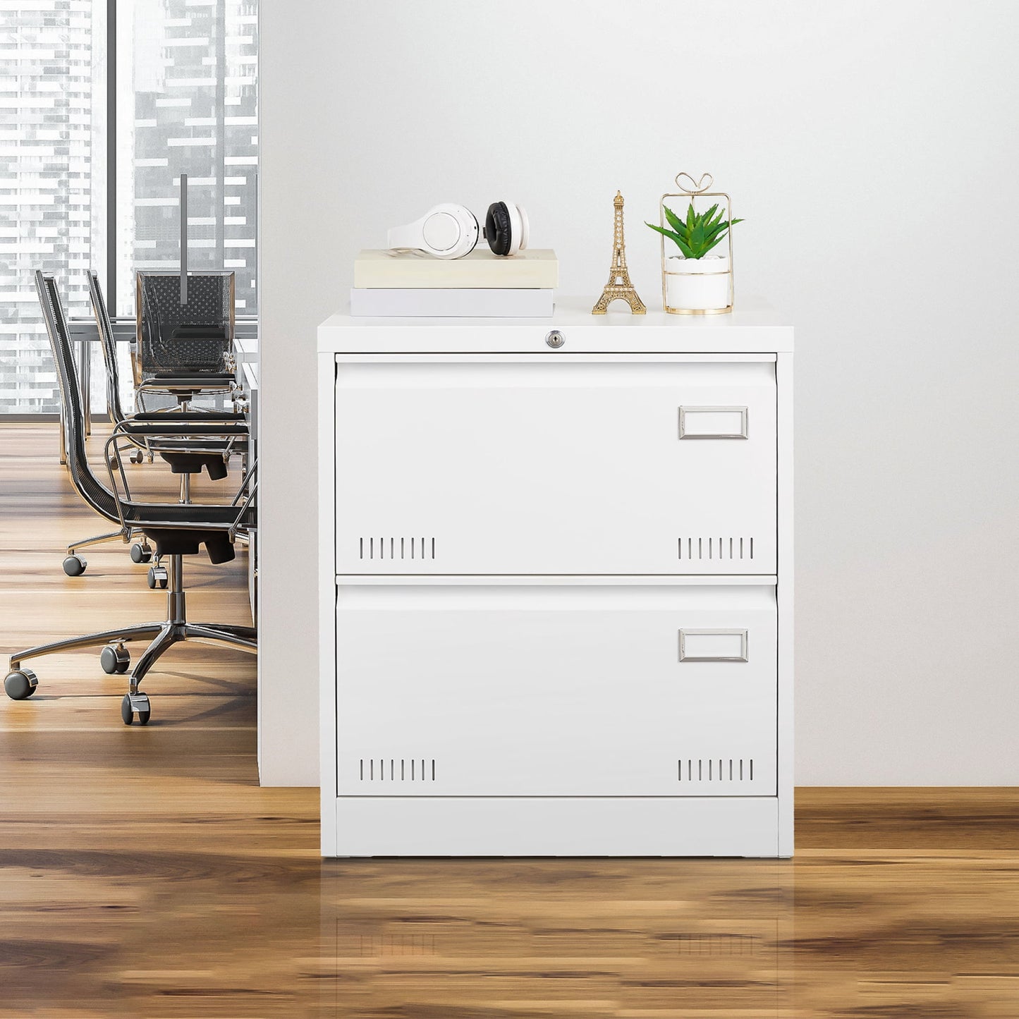 2 Drawer File Cabinet with Lock,Locking Metal File Cabinets Office Cabinet for Legal/Letter/A4/F4 Home Office,White