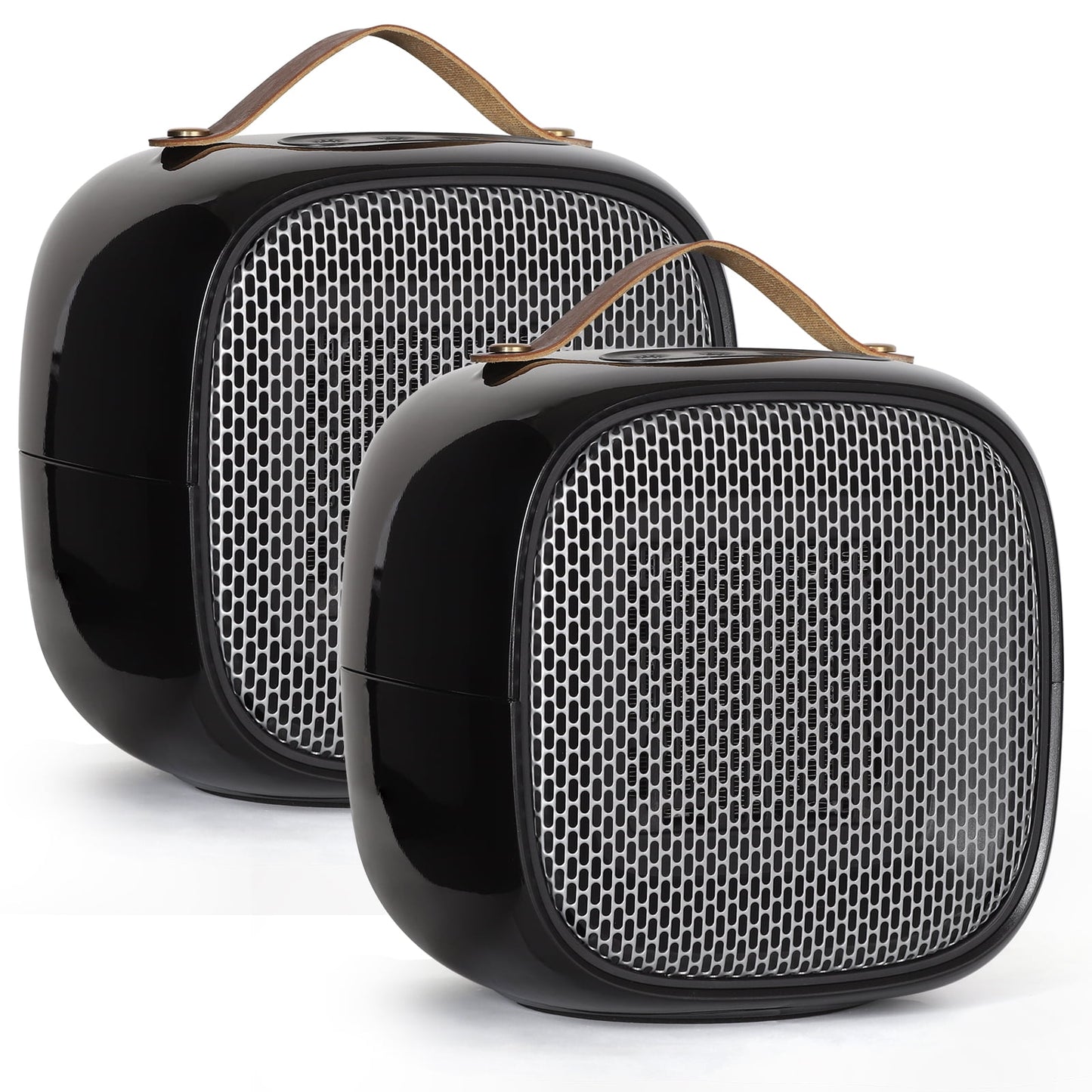 2-Set Ceramic Space Heater with Thermostat, Overheat & Tip Over Protection, Indoor Use - Clear Black