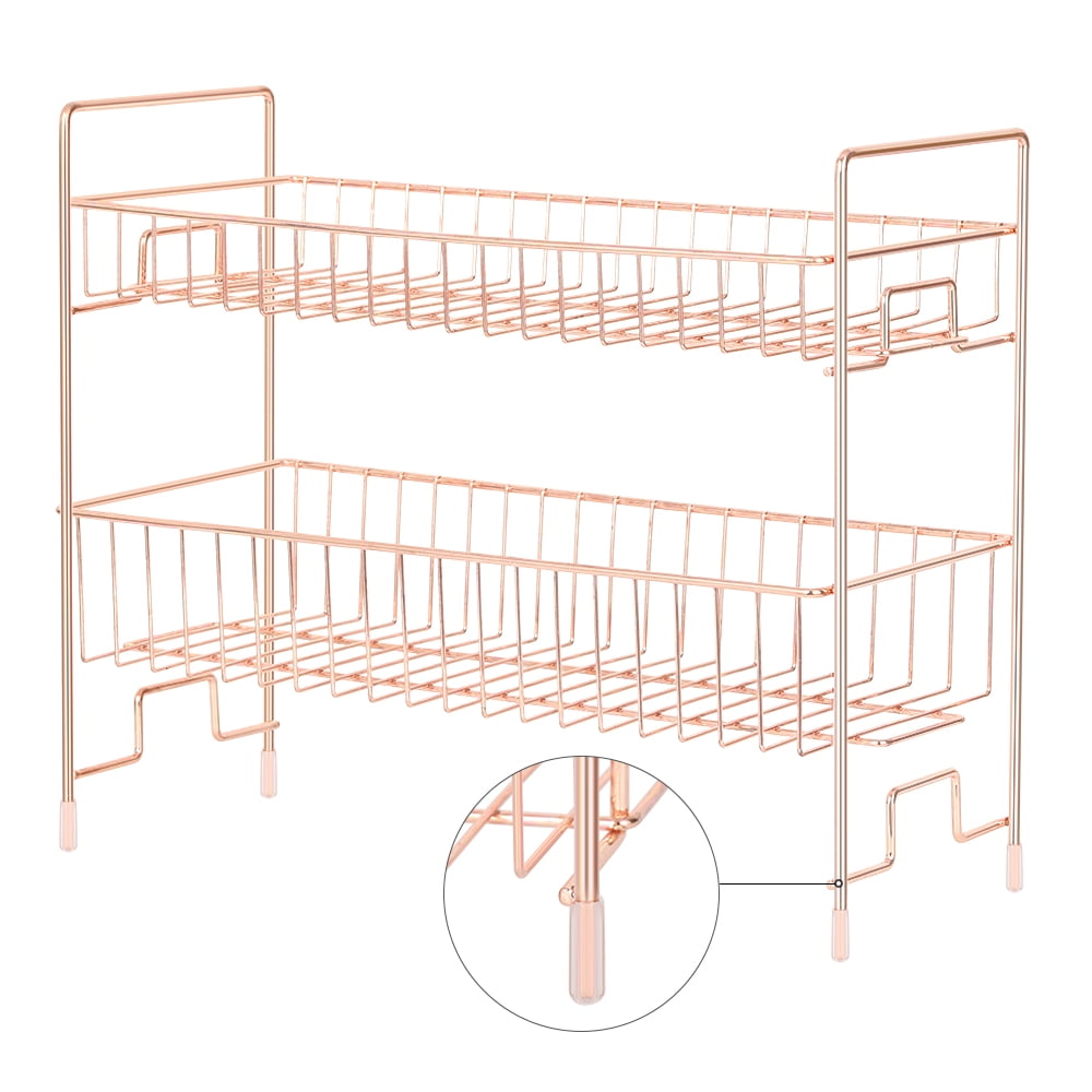 Rose Gold 2 Tier Countertop Spice Rack Organizer Storage Shelf by [Brand Name]