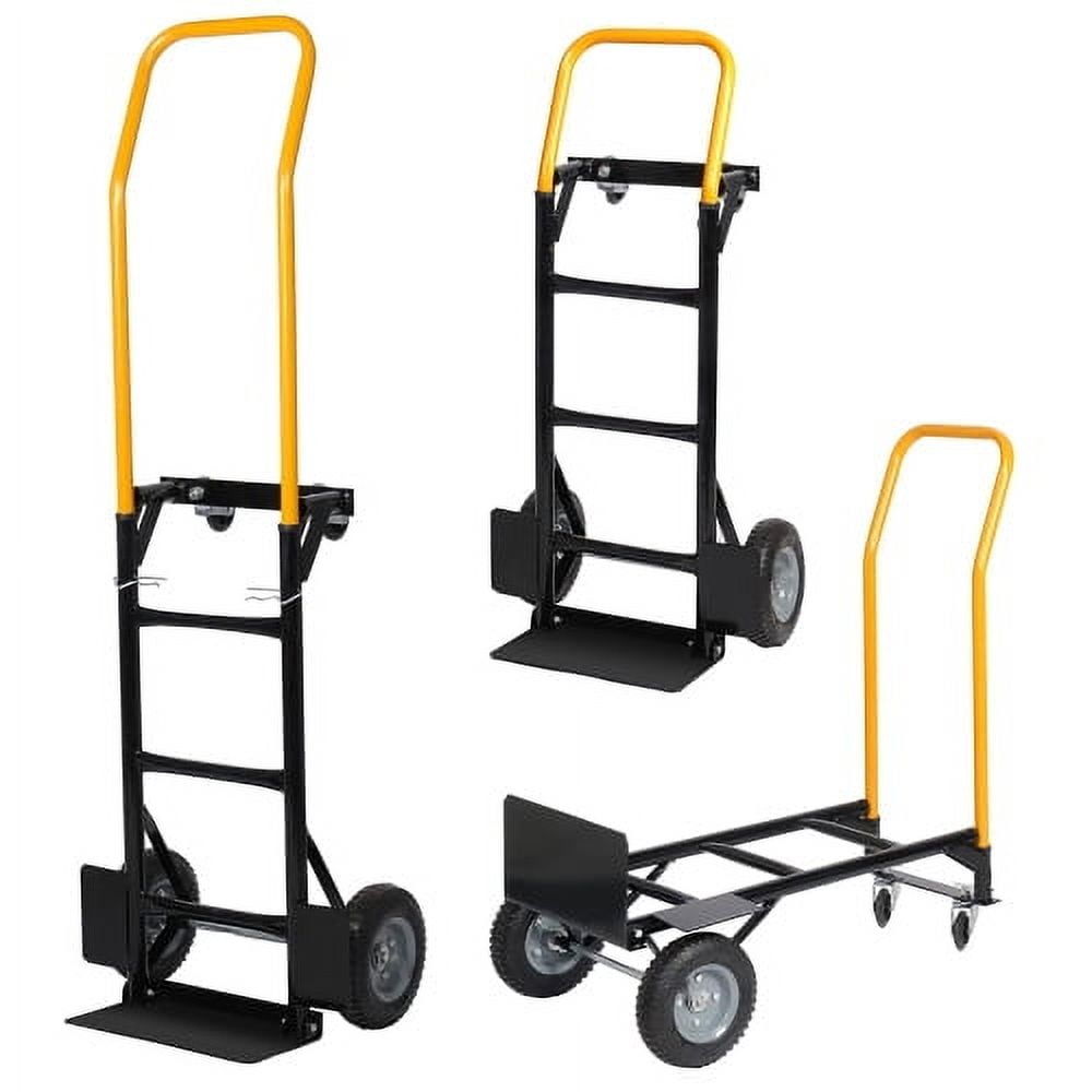 2 Wheel Dolly Cart and 4 Wheel Push Cart with Swivel Wheels 330 Lbs Capacity Heavy Duty Platform Cart for Moving/Warehouse/Garden/Grocery