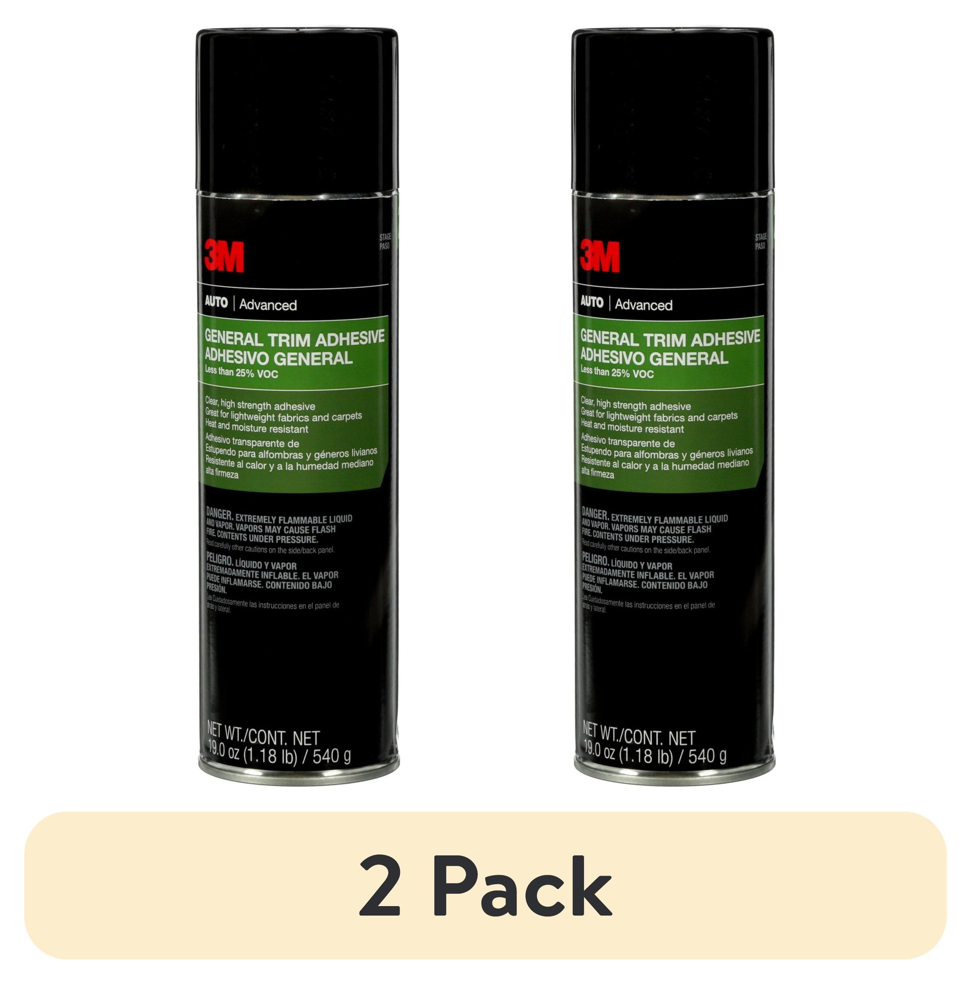 (2 pack) 3M General Trim Spray Adhesive, 39187, Automotive, Carpet, Fabric, 19 oz., 1 Can