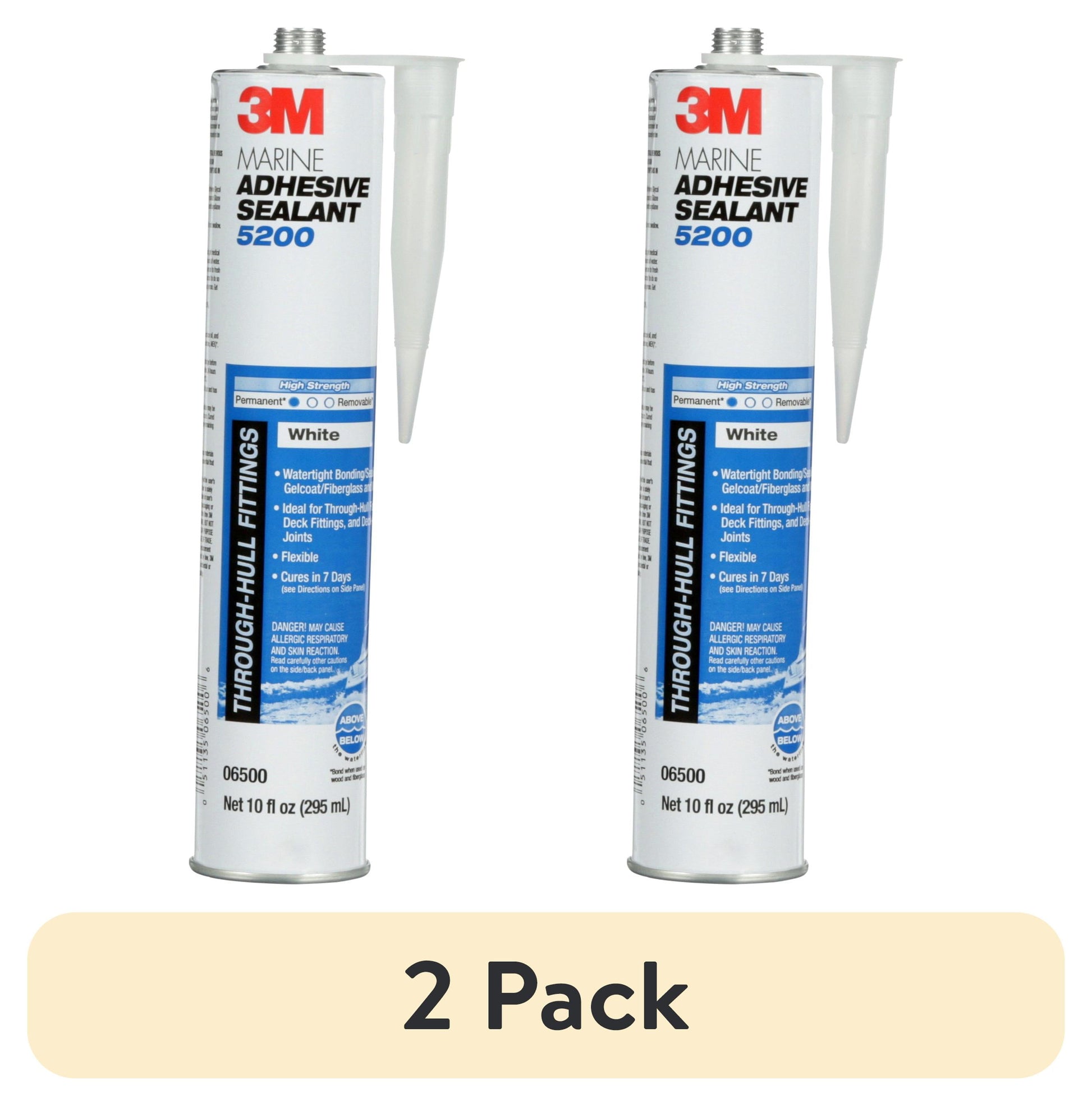 (2 pack) 3M Marine Adhesive Sealant Cartridge, Permanent Bonding Sealing Waterproof Repair, White, 10 fl oz