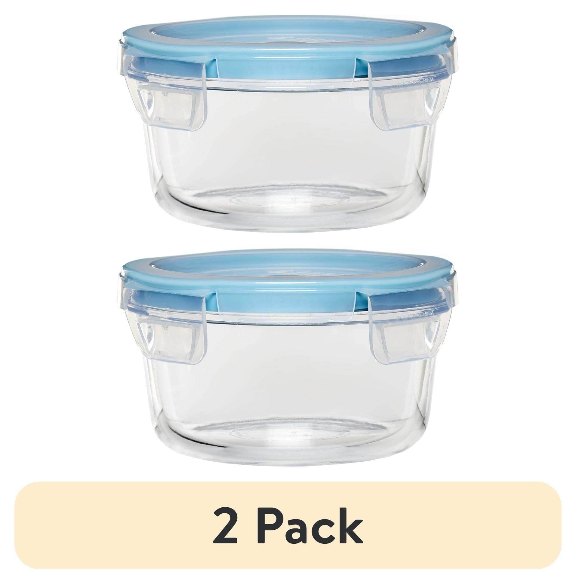 (2 pack) Anchor Hocking TrueLock Recipientes de Vidrio para Almacenamiento de Alimentos con Tapa con Cierre, Redondos de 4 Tazas