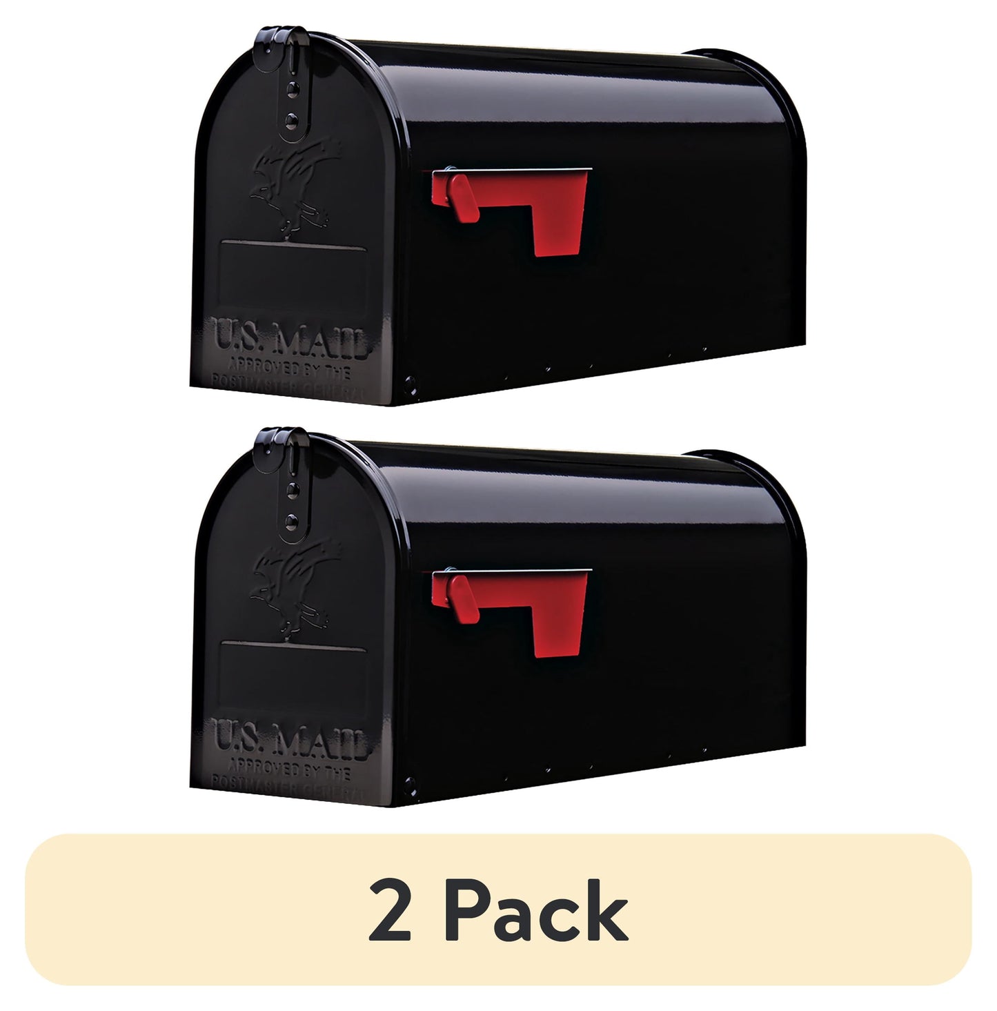 (2 pack) Architectural Mailboxes Elite Galvanized Steel, Medium, Post-Mount Mailbox in Black