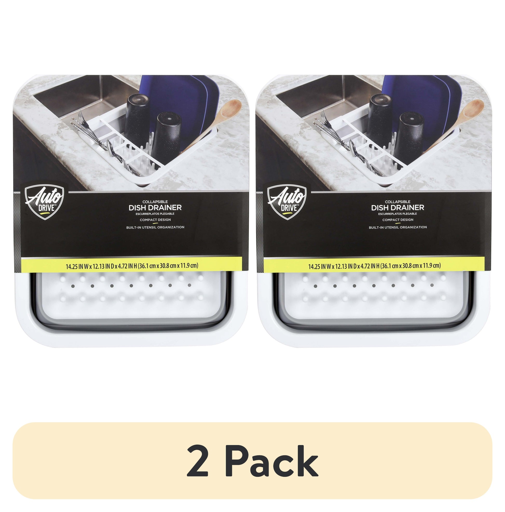 (2 pack) Auto-Drive, RV Collapsible Dish Drainer with Built-in-Utensil Organizer, Thermoplastic rubber