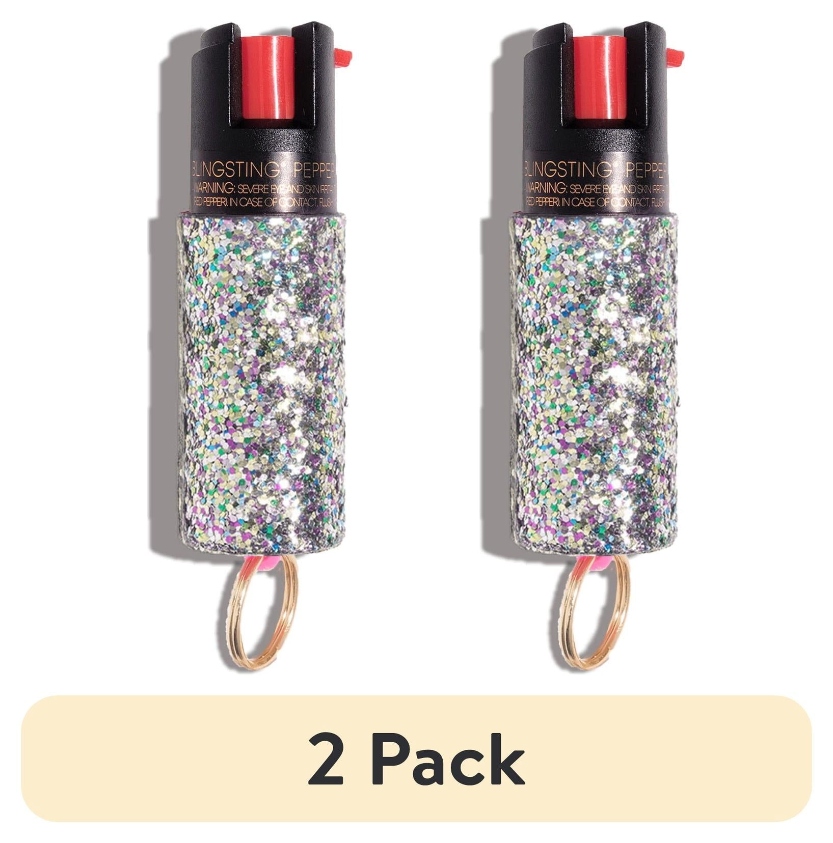 (2 pack) BLINGSTING Essentials Maximum Strength Pepper Spray with Key Ring,  Confetti, .5 Ounces