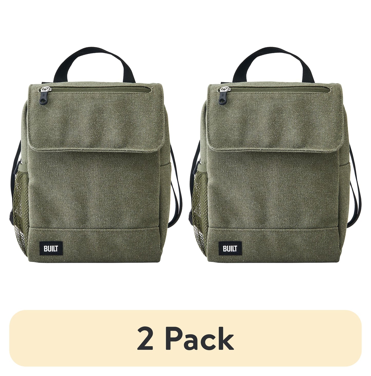 (2 pack) BUILT Oxford Adult Lunch Sack Sage Green