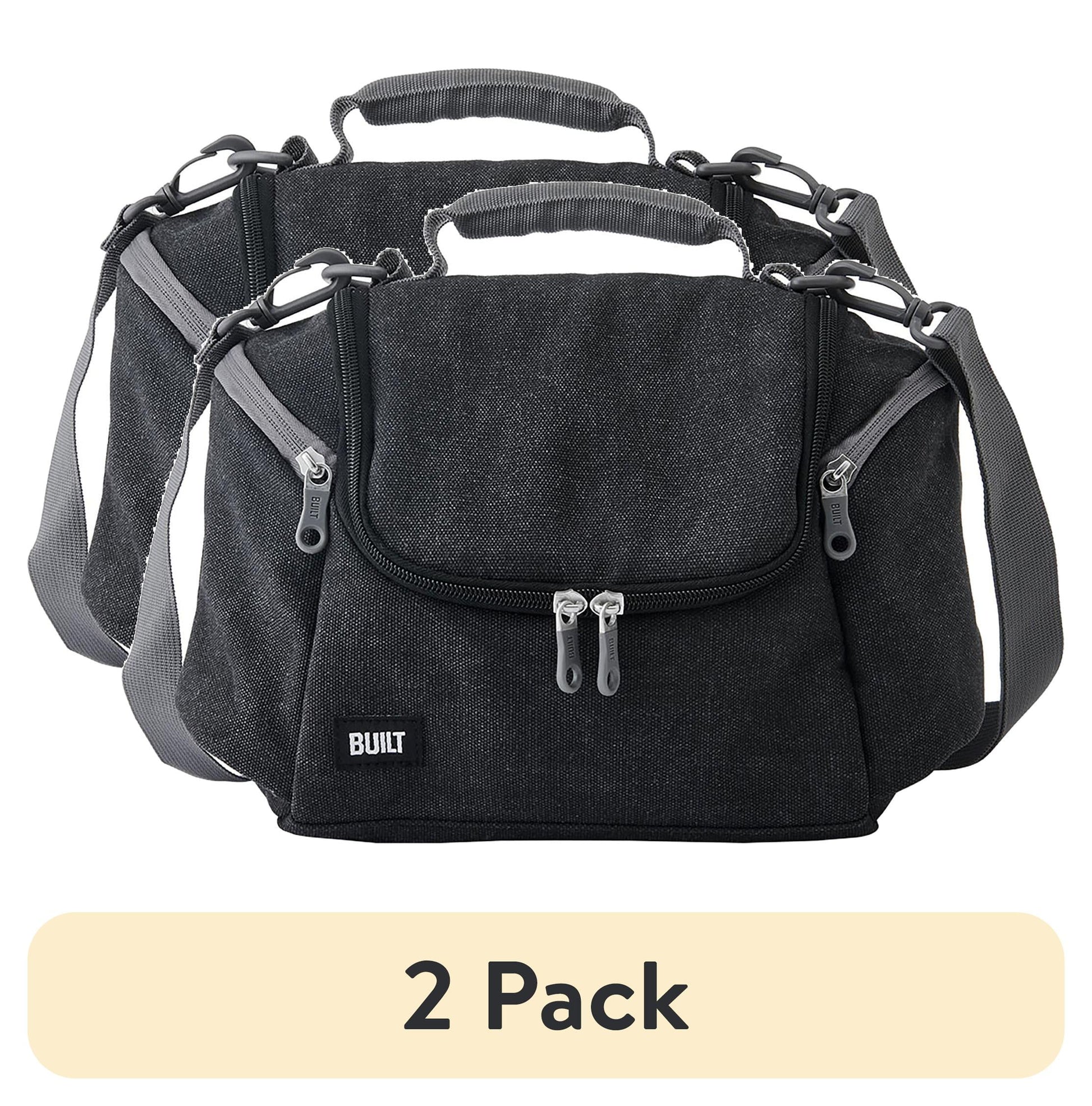(2 pack) BUILT Oxford All Day Adult Reusable Lunch Bag Black