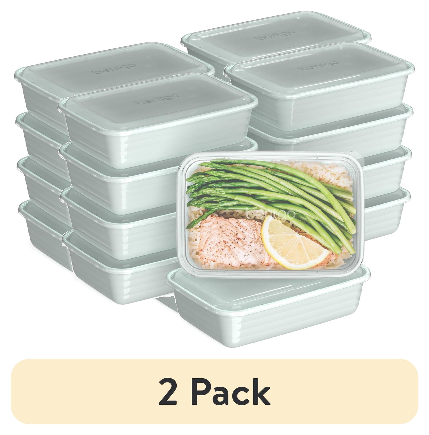 (2 pack) Bentgo Prep - 20-Piece 1-Compartment Reusable Meal Prep Containers with Lids, PFAS & BPA Free Materials, Durable, Microwave, Freezer, & Dishwasher