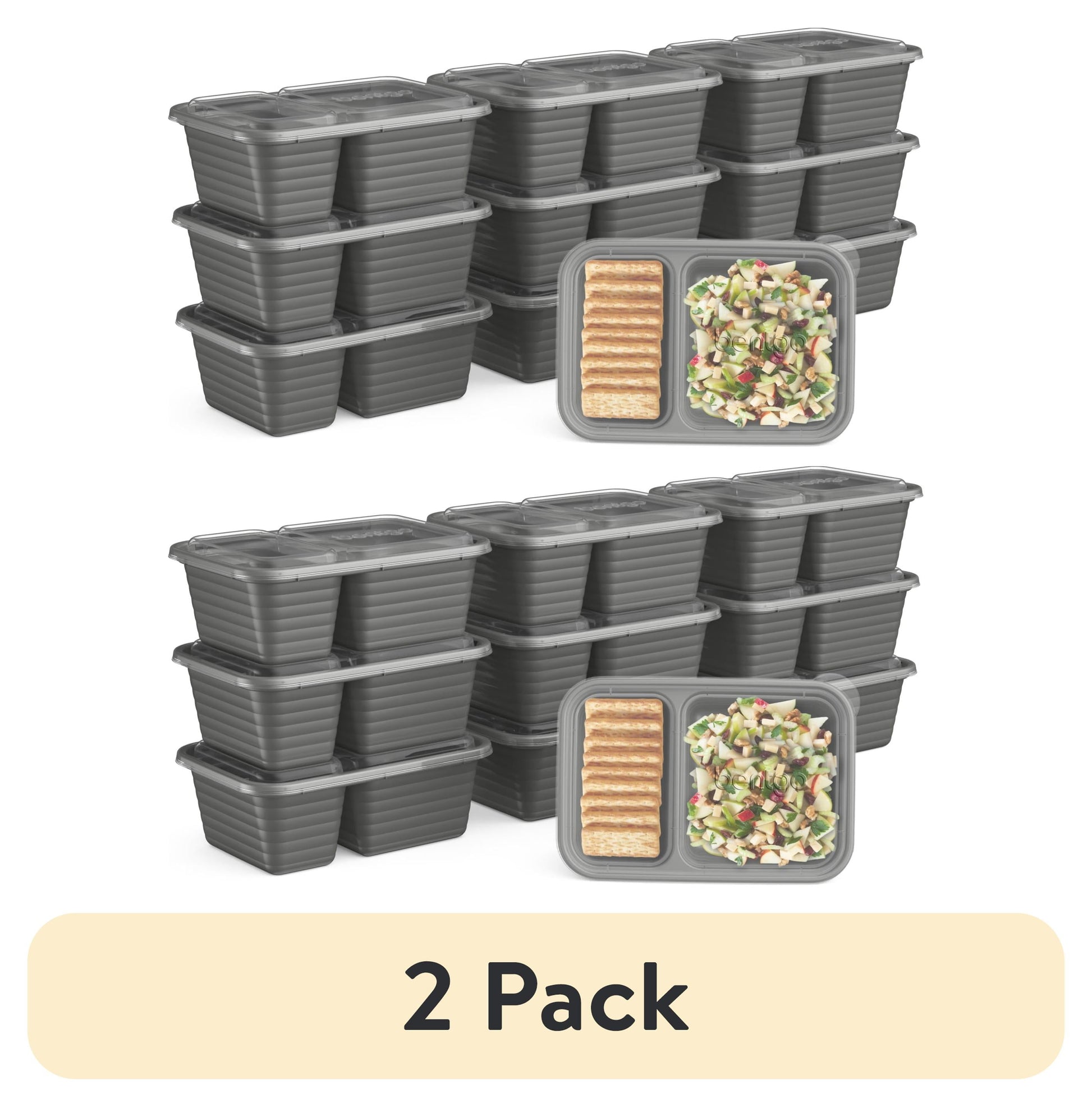(2 pack) Bentgo Compartment Snack Containers Plastic 4.2 Ã— 6.1 Ã— 2.3 inches Silver