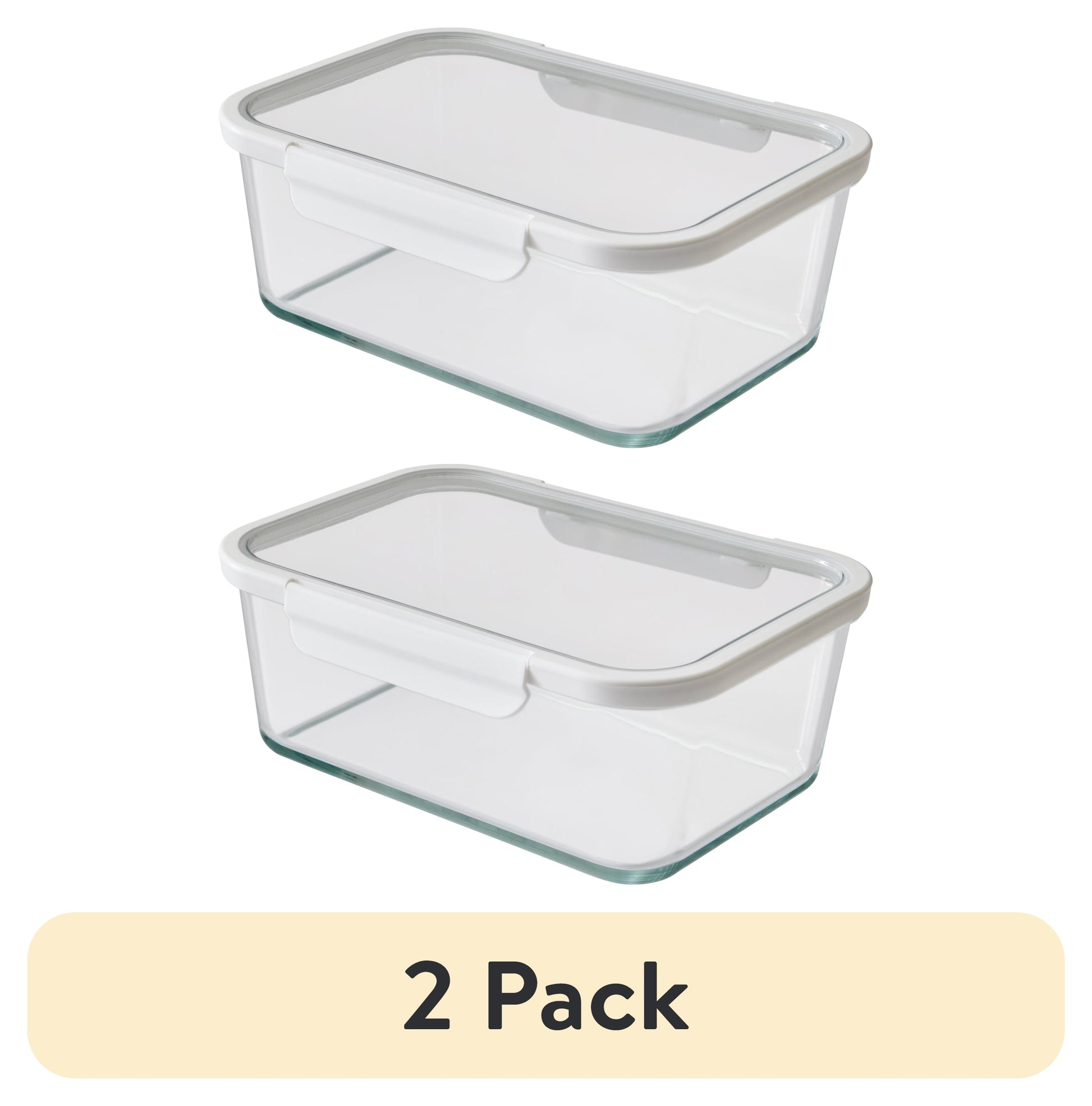 (2 pack) Better Homes & Gardens Recipiente de Almacenamiento de Alimentos de Vidrio Rectangular de 10 Tazas con Tapa de Tritan. Juego de 1, 2 Piezas, una ElecciÃ³n PrÃ¡ctica para ArtÃ­culos Secos E Ingredientes a Granel