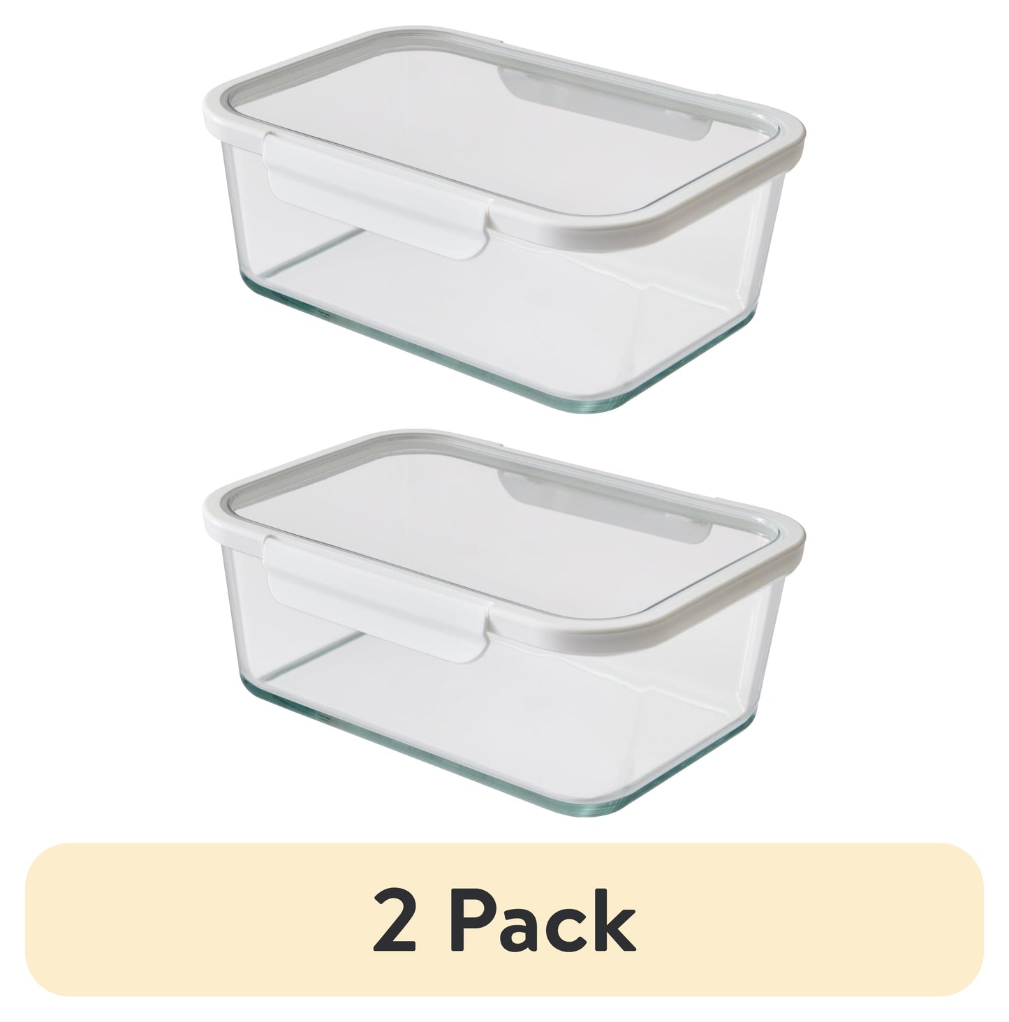 (2 pack) Better Homes & Gardens 10Cup Rectangle Glass Food Storage Container with Tritan Lid. Set of 1, 2 Pieces, A Practical Choice for Dry Goods and Bulk Ingredients