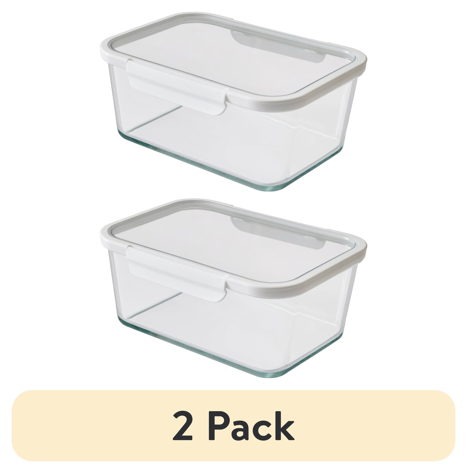 (2 pack) Better Homes & Gardens 14Cup Rectangle Glass Food Storage Container with Tritan Lid. Set of 1, 2 Pieces, Well Suited to Refrigerator Organization