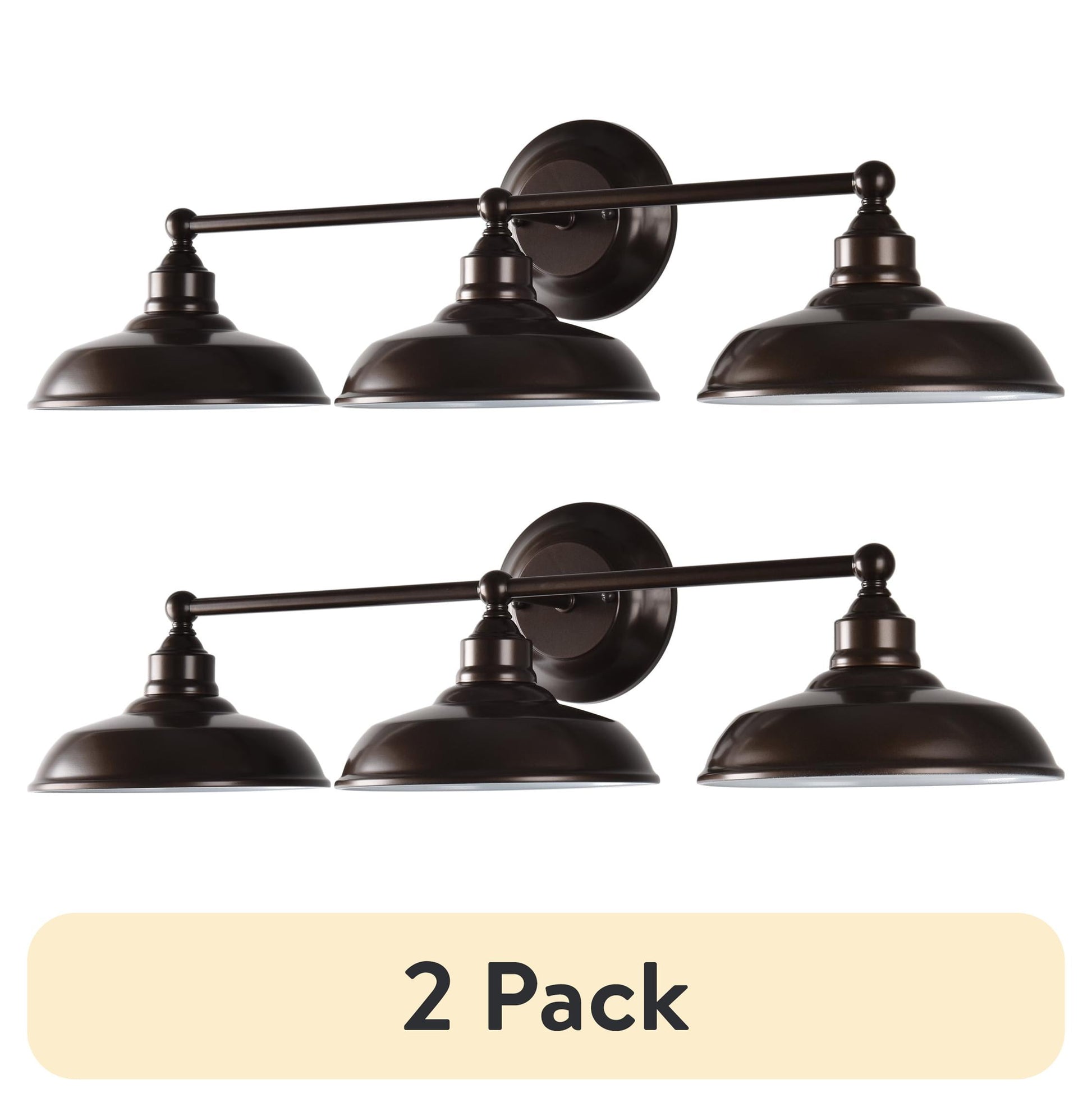 (2 pack) Better Homes & Gardens 28.5" Farmhouse Triple Wall Scones 3-Light Vanity Light, Oil Rubbed Bronze