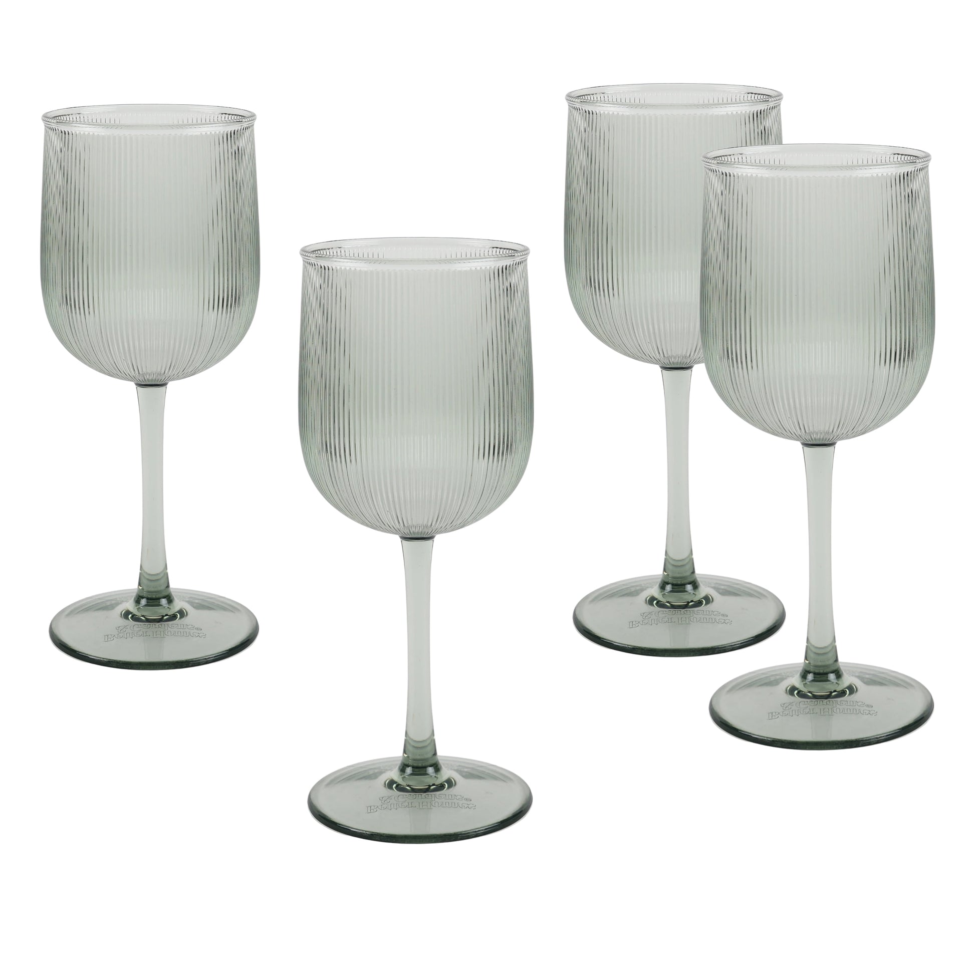 (2 pack) Better Homes & Gardens 4-Piece Green Ribbed Tritan Wine Glass Set