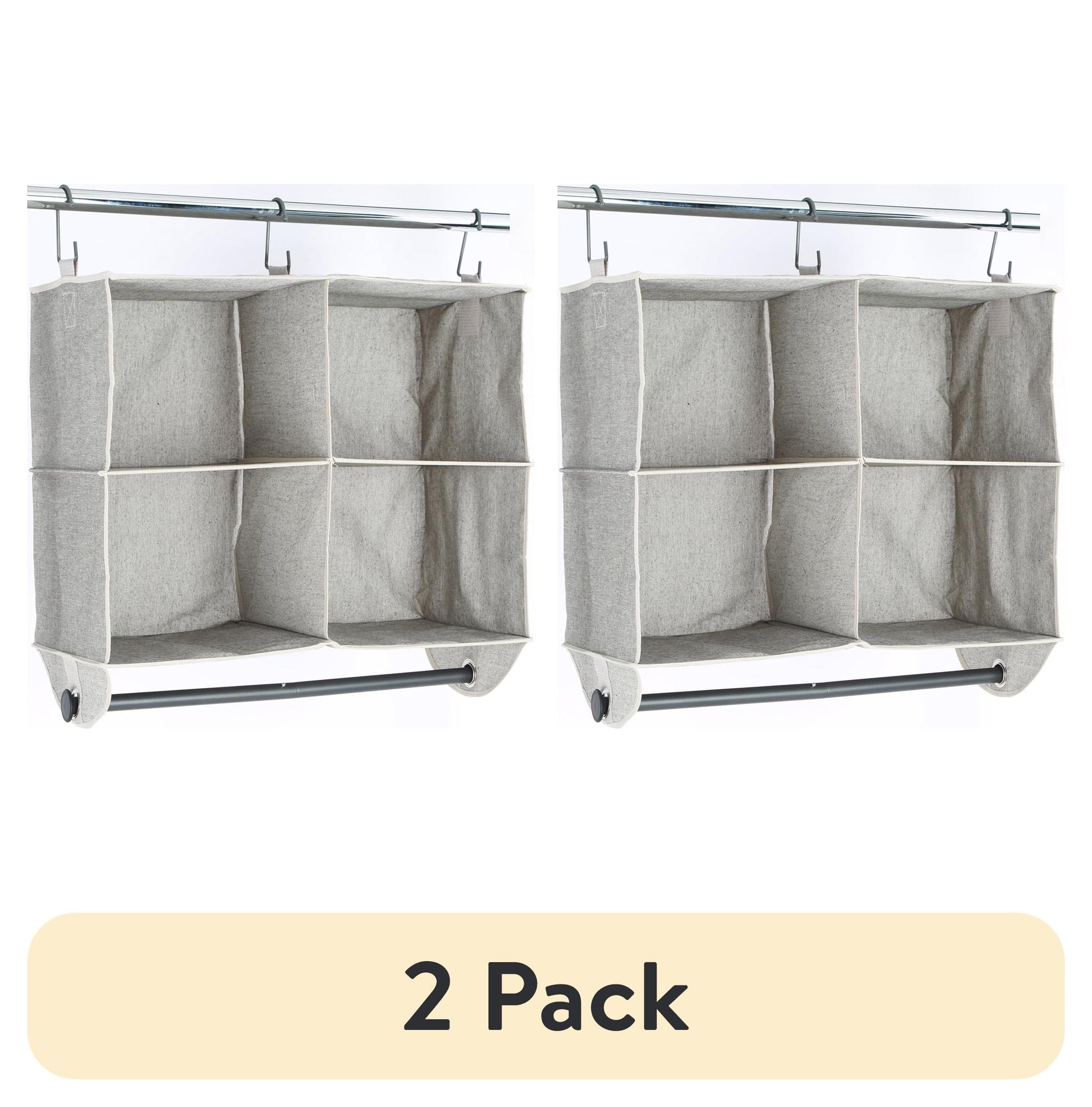 (2 pack) Better Homes & Gardens Gray 4-Shelf Hanging Closet Organizer with Rack