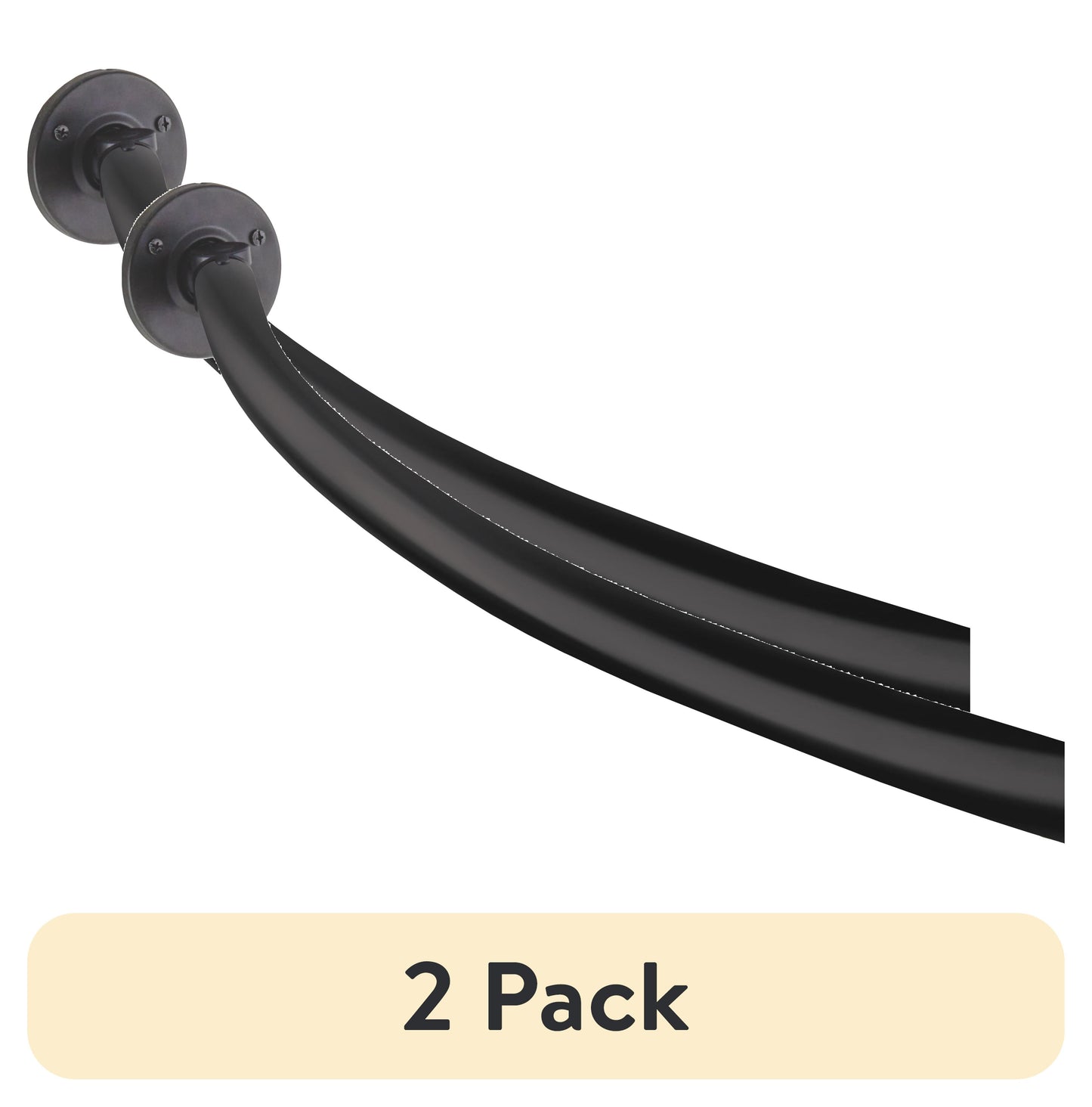 (2 pack) Better Homes & Gardens 45" -to 72" Adjustable Rotating Rust-Proof Curved Shower Rod, Black