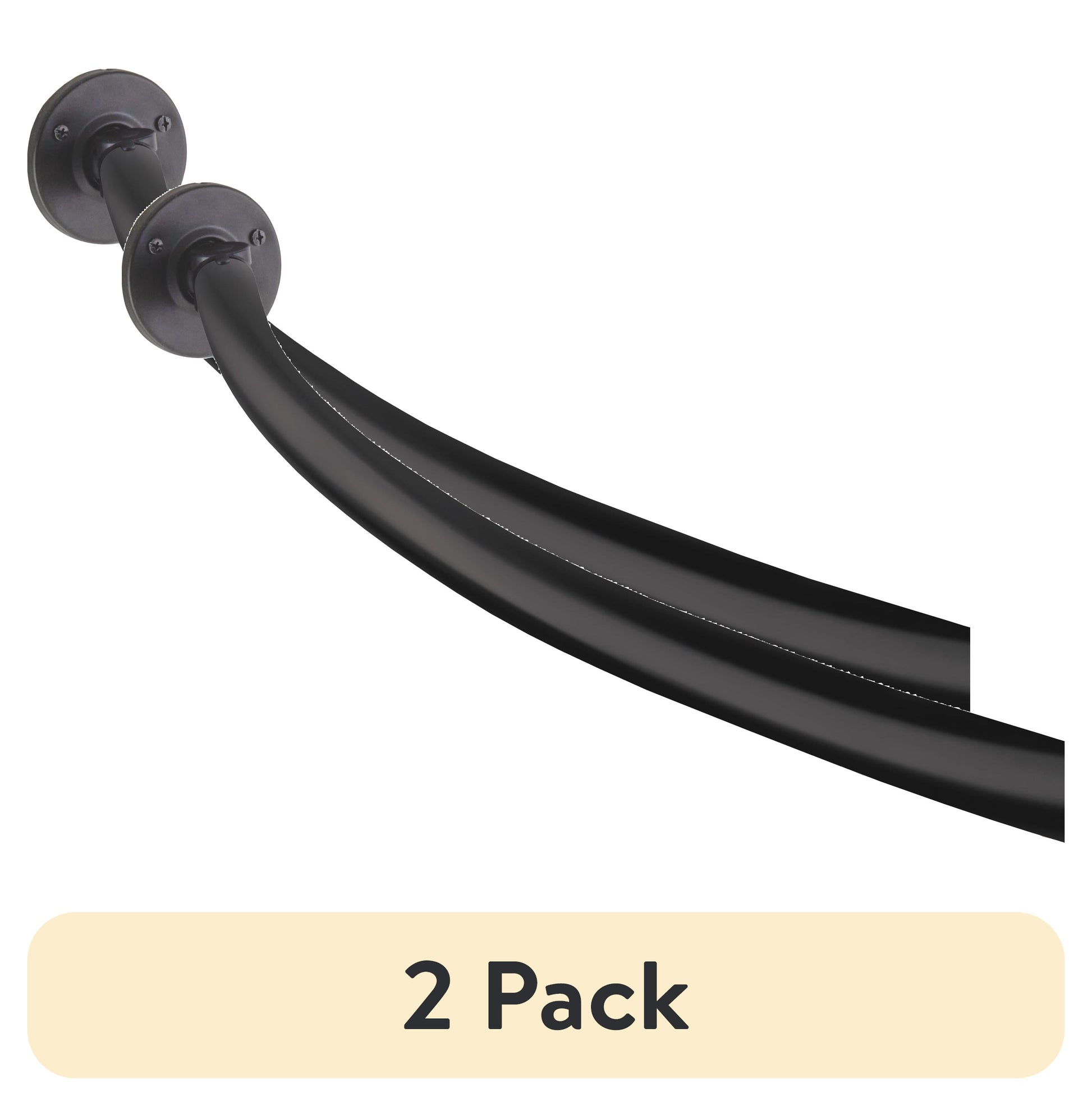 (2 pack) Better Homes & Gardens 45" -to 72" Adjustable Rotating Rust-Proof Curved Shower Rod, Black