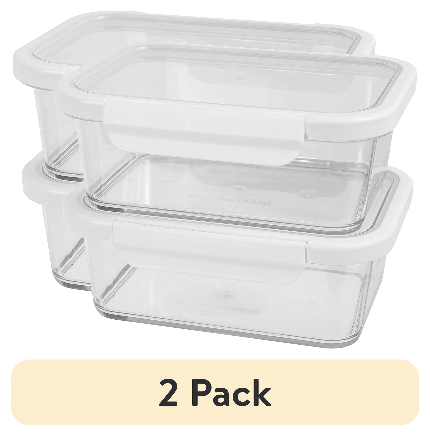 (2 pack) Better Homes & Gardens 4Cup Rectangle Tritan Food Storage Container with Tritan Lid. Set of 2, 4 Pieces, Made for Family Meals and Easy Serving