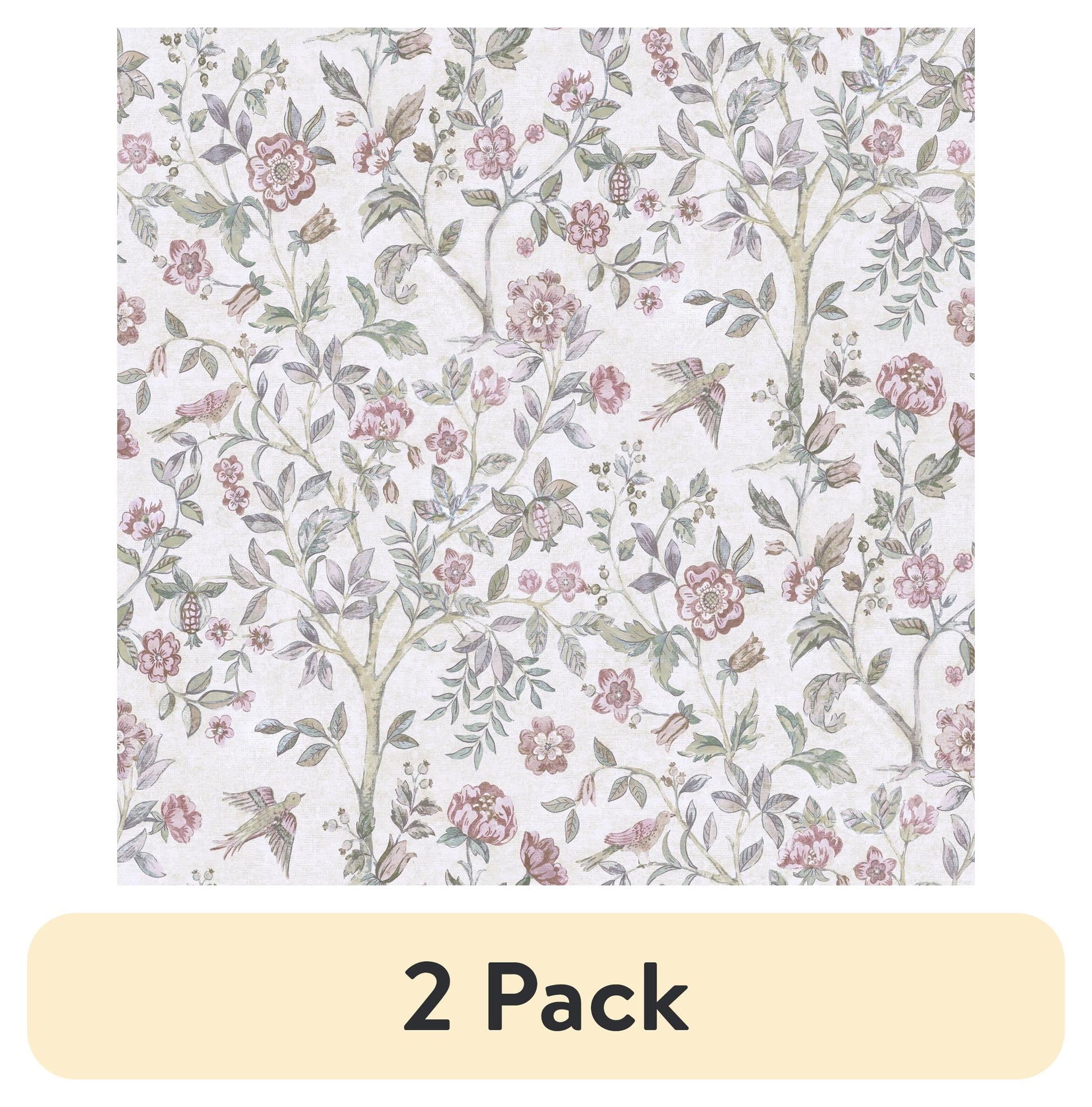 (2 pack) Better Homes & Gardens Blush Bird Botanical Peel and Stick Wallpaper 30.75 Sq. ft
