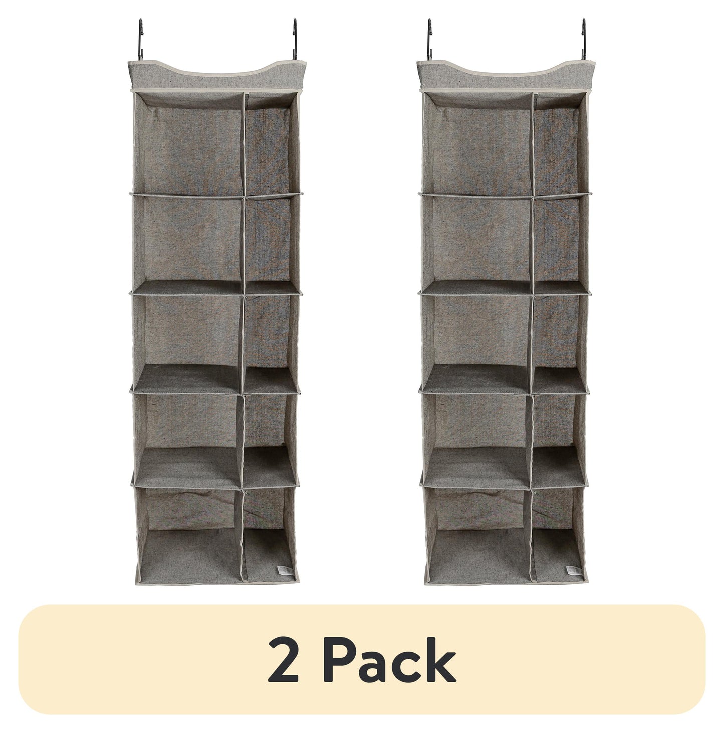 (2 pack) Better Homes & Gardens Organizador Colgante de Armario de 5 Niveles con Divisores para Zapatos y Ropa, 10 Compartimentos, PoliÃ©ster y AlgodÃ³n