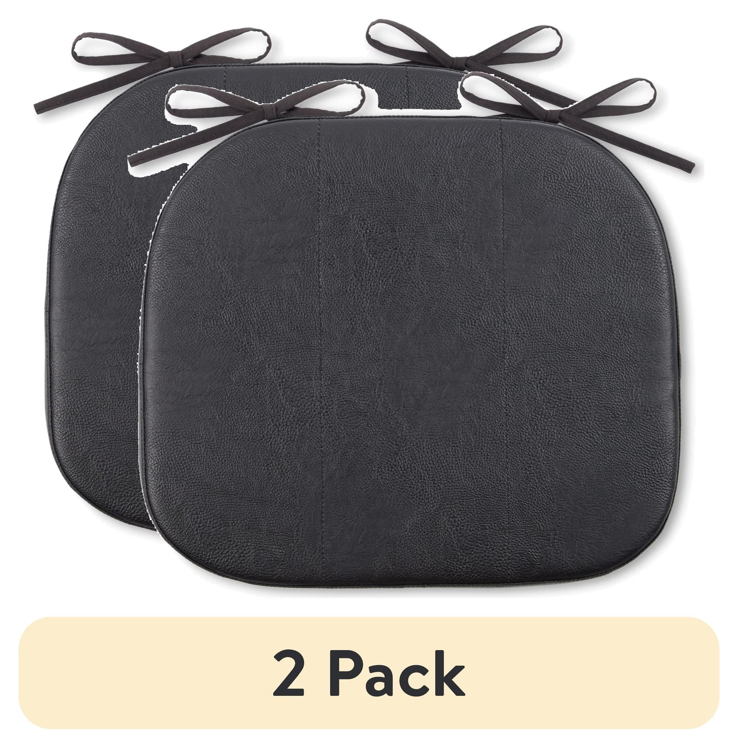 (2 pack) Better Homes & Gardens Faux Leather Memory Foam Chair Pad, Black, 15"W x 17"L , 1 Piece