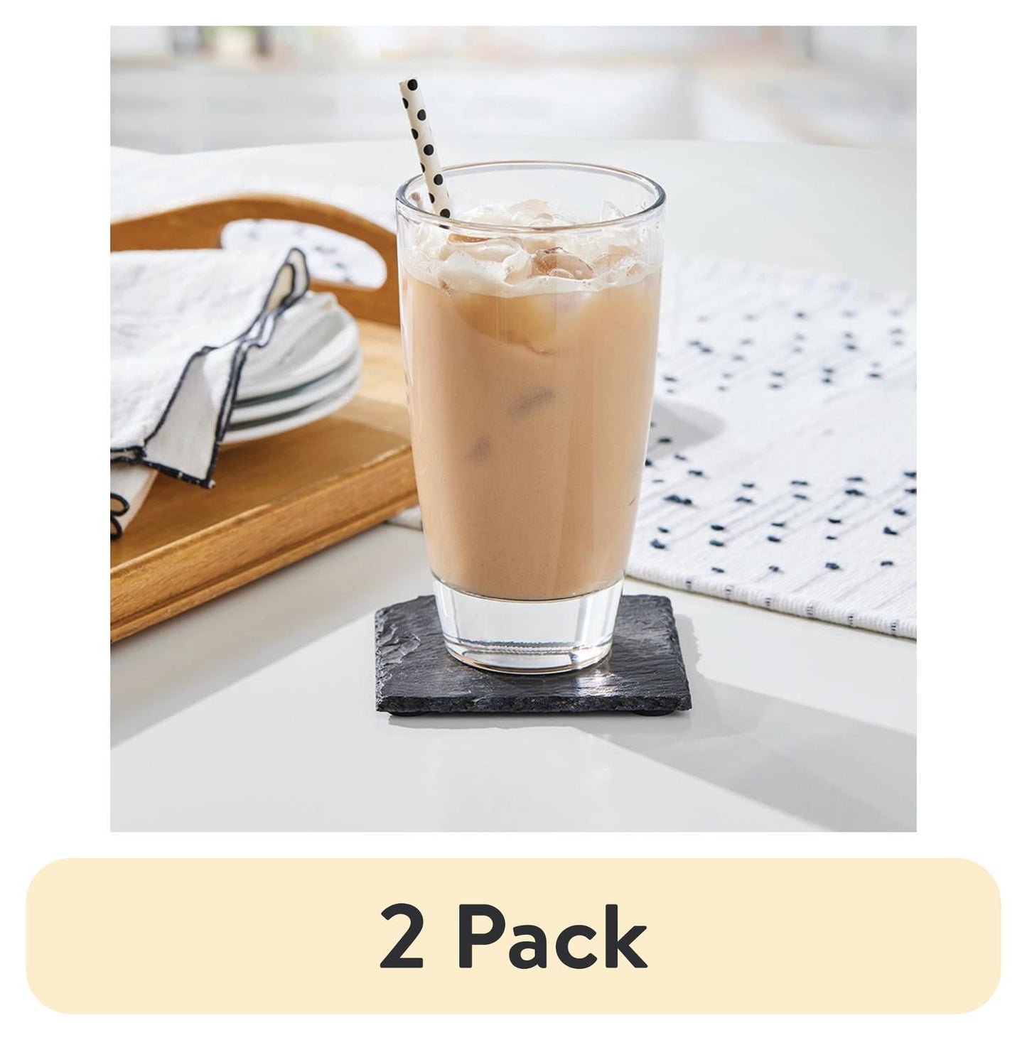 (2 pack) Better Homes & Gardens Reeve Glass Beverage Drinkware, 17 oz, 8 Count