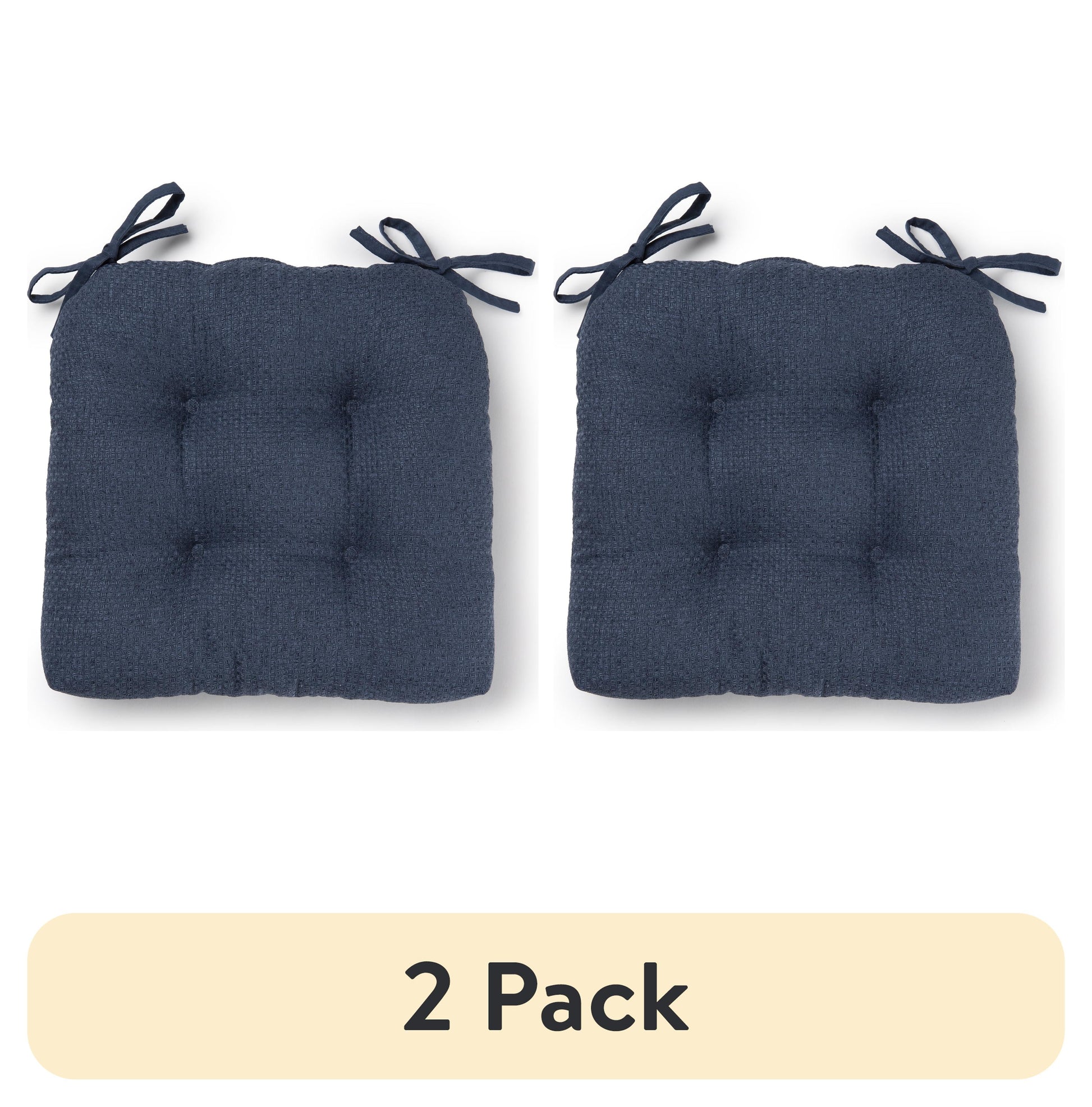 (2 pack) Better Homes & Gardens Shredded Memory Foam Chair Cushion, 16" x 14.5", Washed Indigo, Single