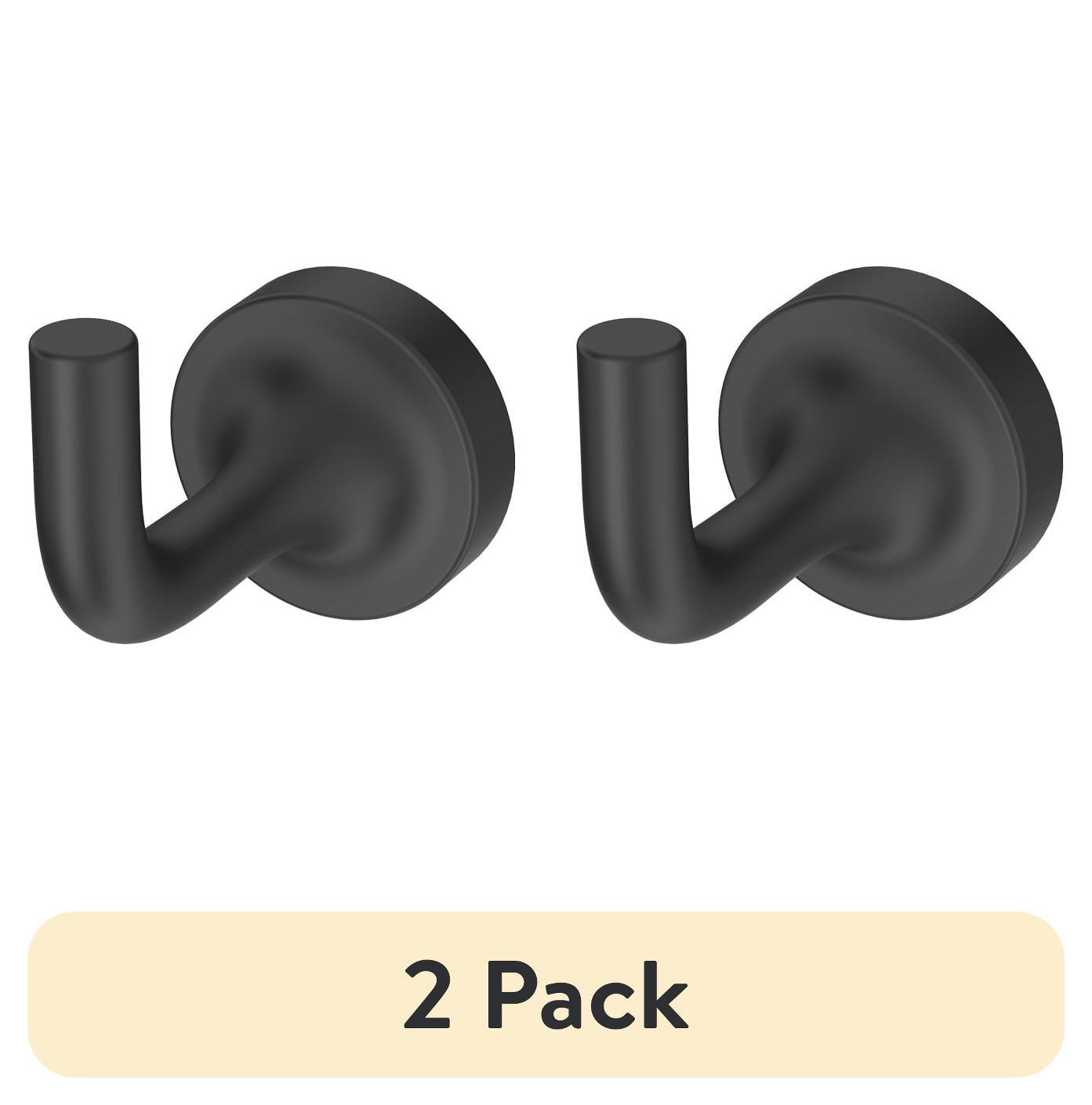 (2 pack) Better Homes & Gardens Clean Modern Wall Mount Robe Hook 2 Pack Matte Black