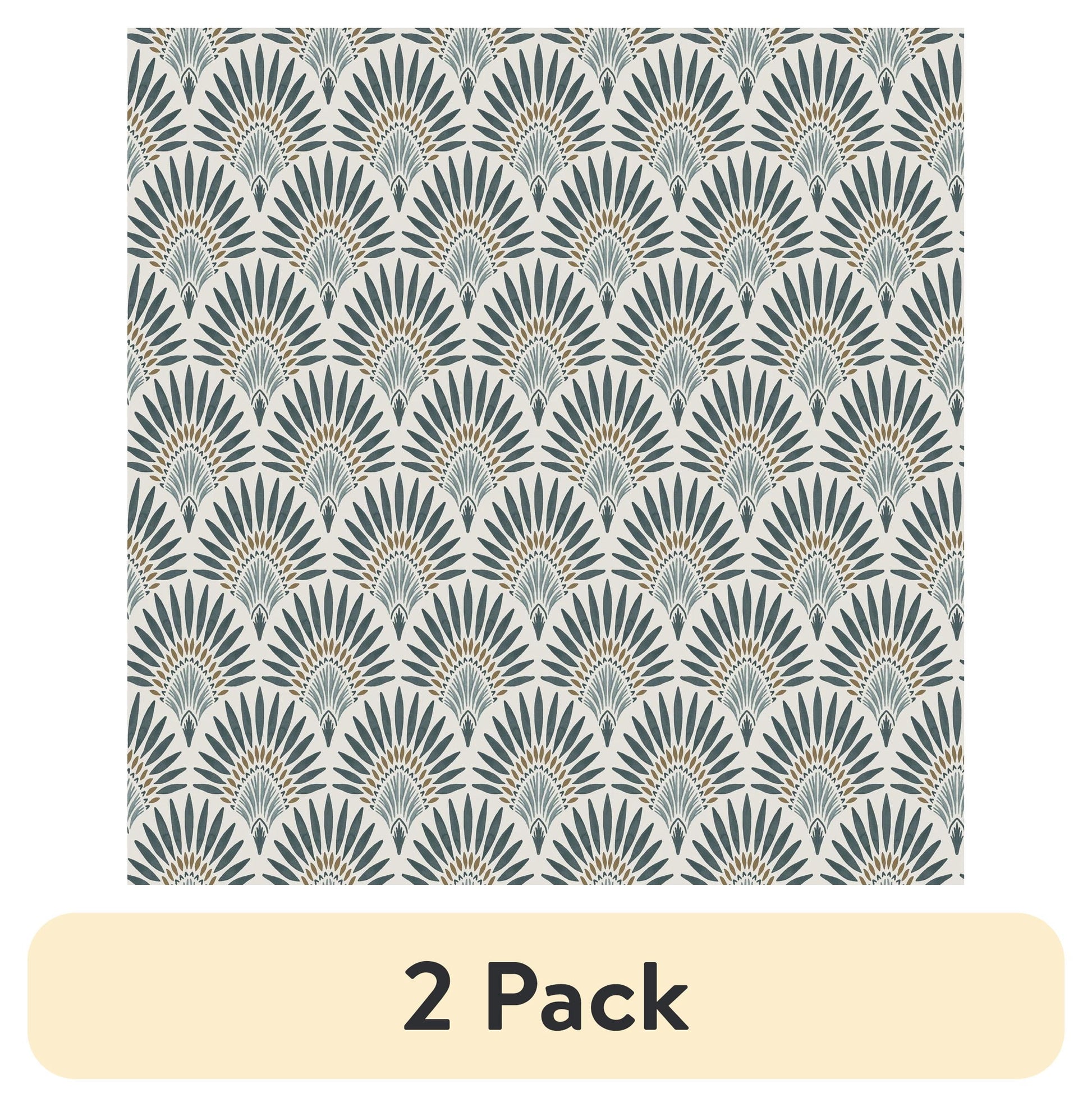 (2 pack) Better Homes & Gardens Teal Zelda Fan Peel and Stick Wallpaper 30.75 Sq. ft, 1 Count