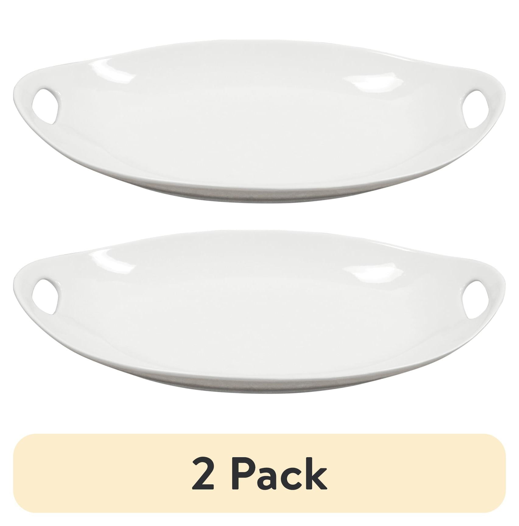 (2 pack) Better Homes & Gardens White Porcelain Tray with Handles