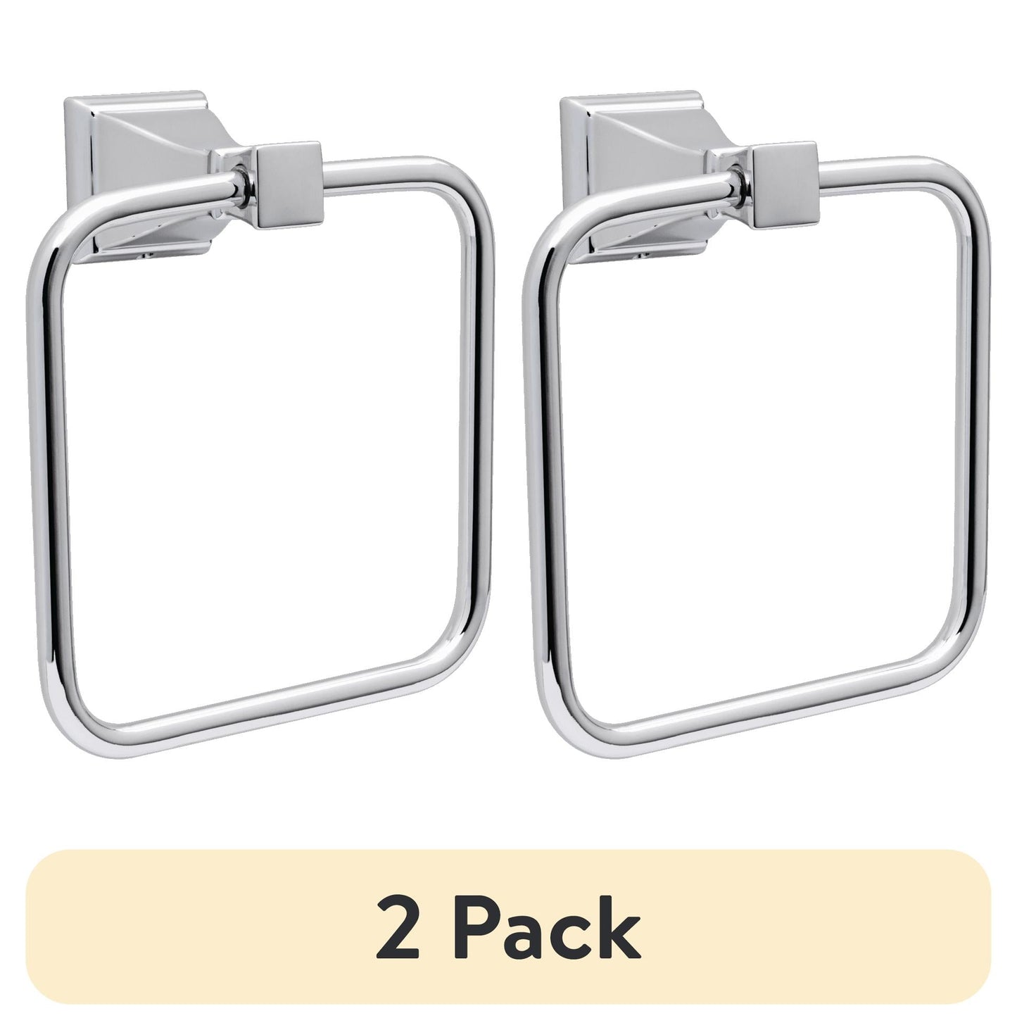 (2 pack) Better Homes and Gardens Chandler Towel Ring, Wall Mounted Bathroom Towel Holder, Chrome